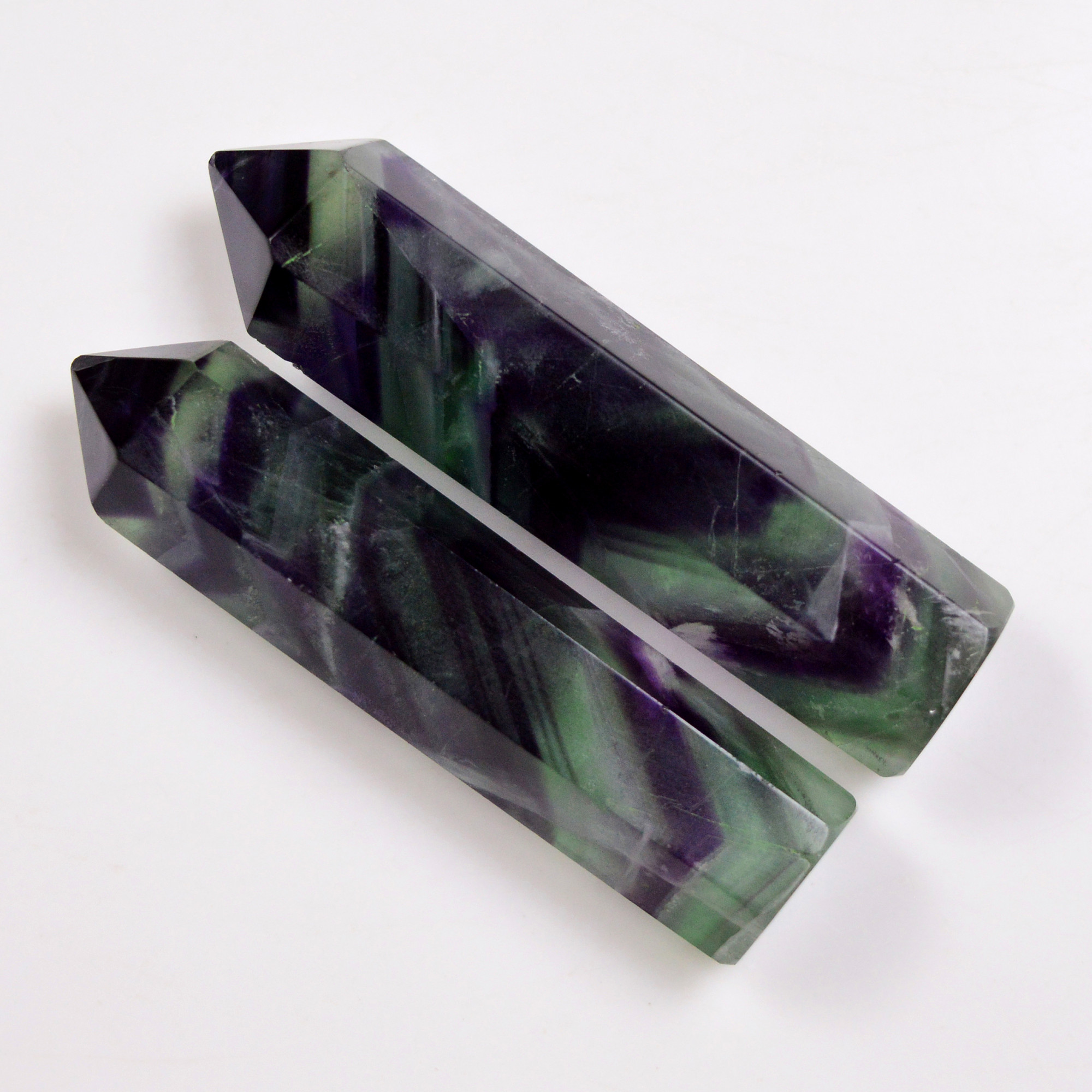 2 Pcs 295 Cts Natural Fluorite Point Loose Gemstone for jewellery making 63x13 61x12mm 19643
