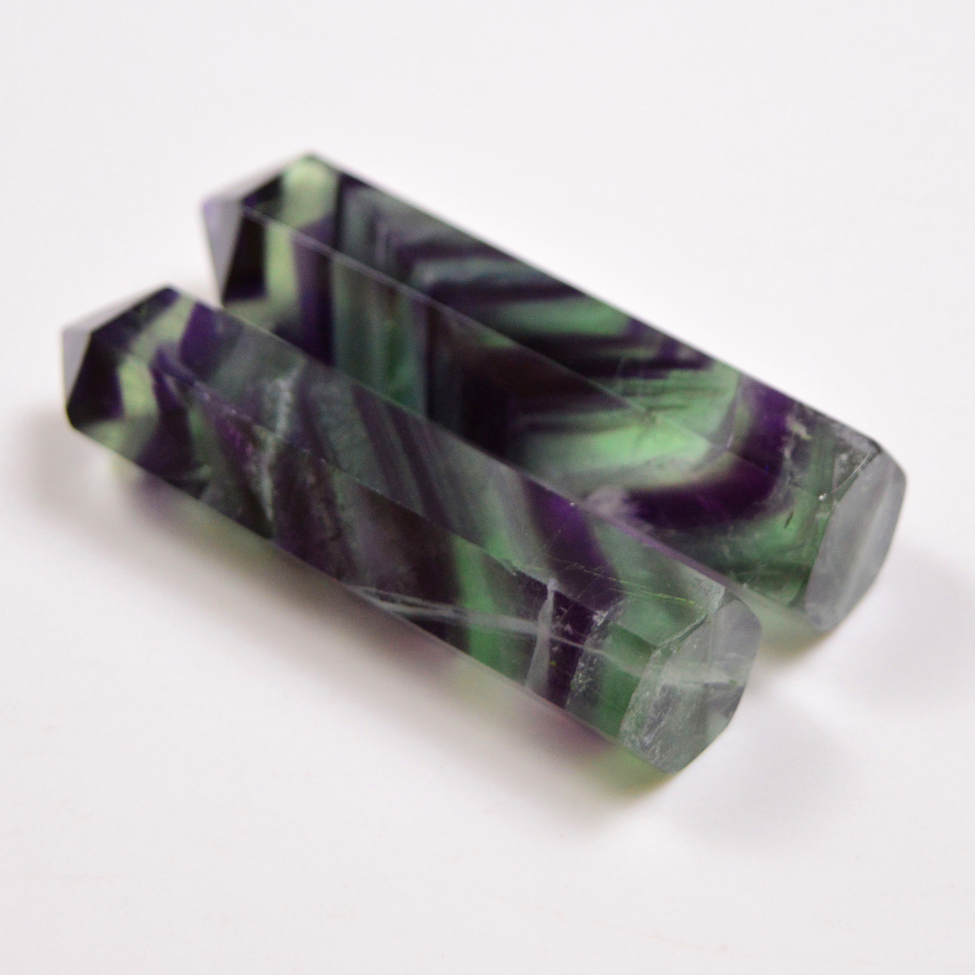 2 Pcs 295 Cts Natural Fluorite Point Loose Gemstone for jewellery making 63x13 61x12mm 19643