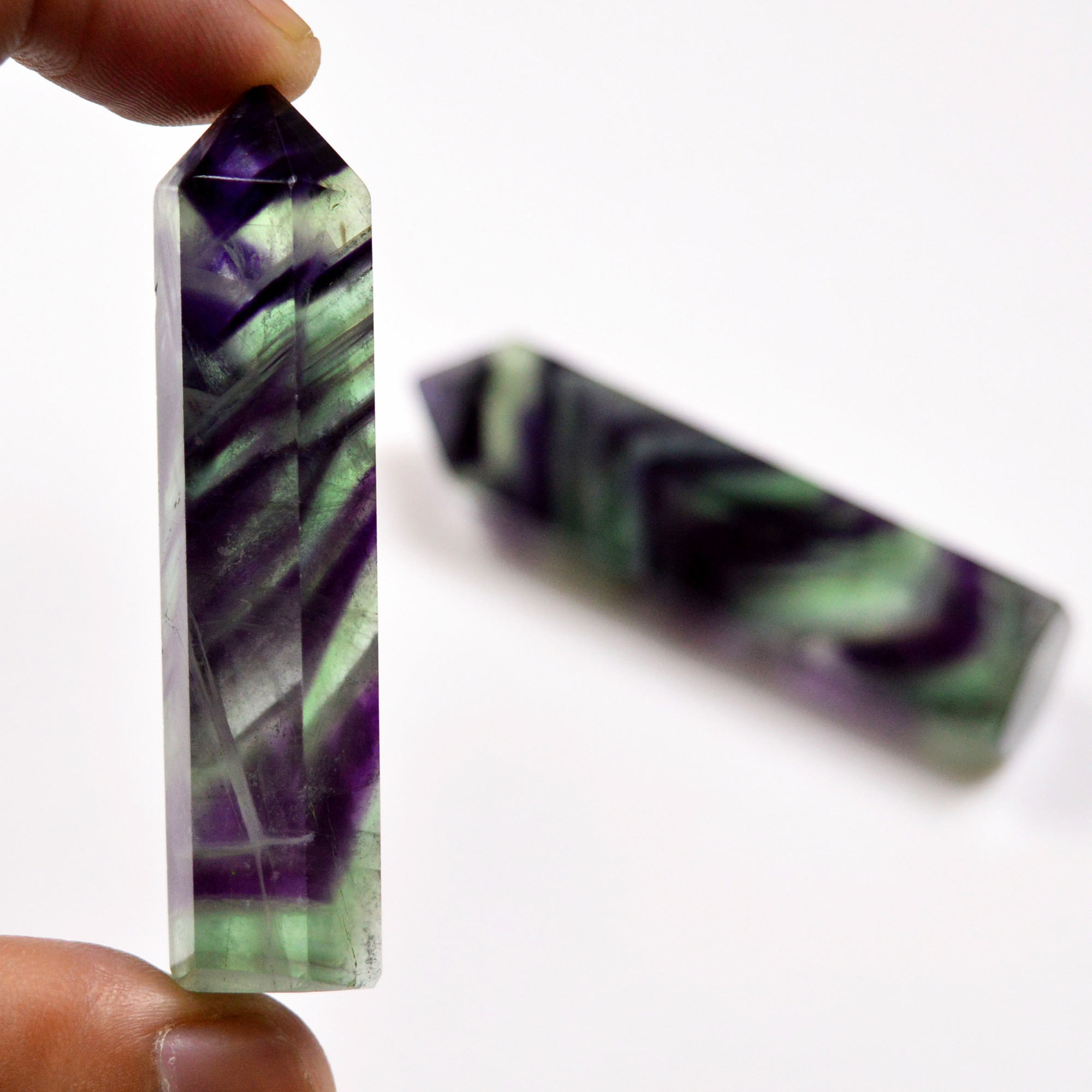 2 Pcs 295 Cts Natural Fluorite Point Loose Gemstone for jewellery making 63x13 61x12mm 19643