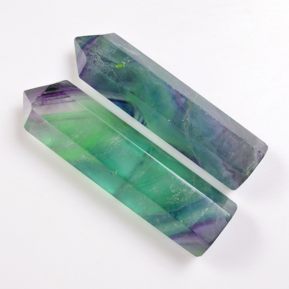 Image of 2 Pcs 545 Cts Natural Fluorite Point Loose Gemstone for jewellery making 74x17 67x14mm #19644