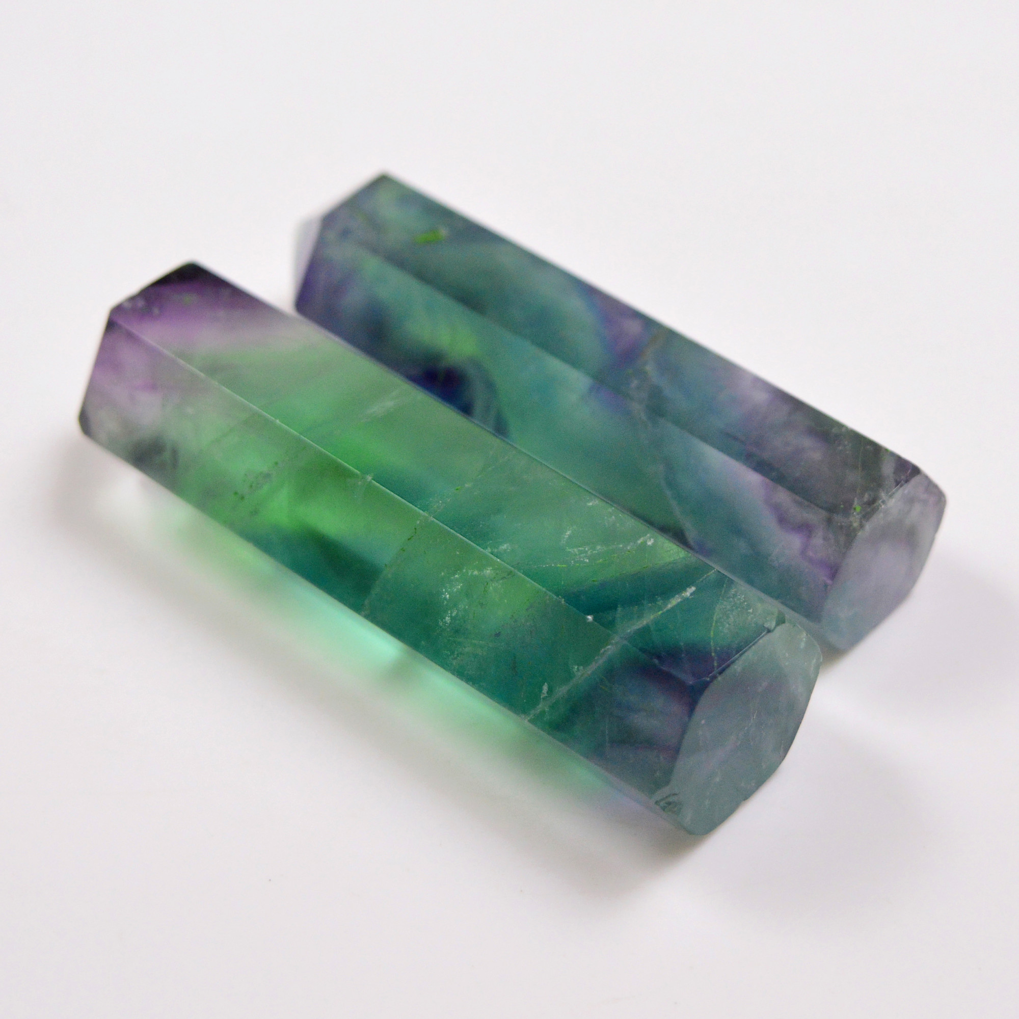 2 Pcs 545 Cts Natural Fluorite Point Loose Gemstone for jewellery making 74x17 67x14mm 19644