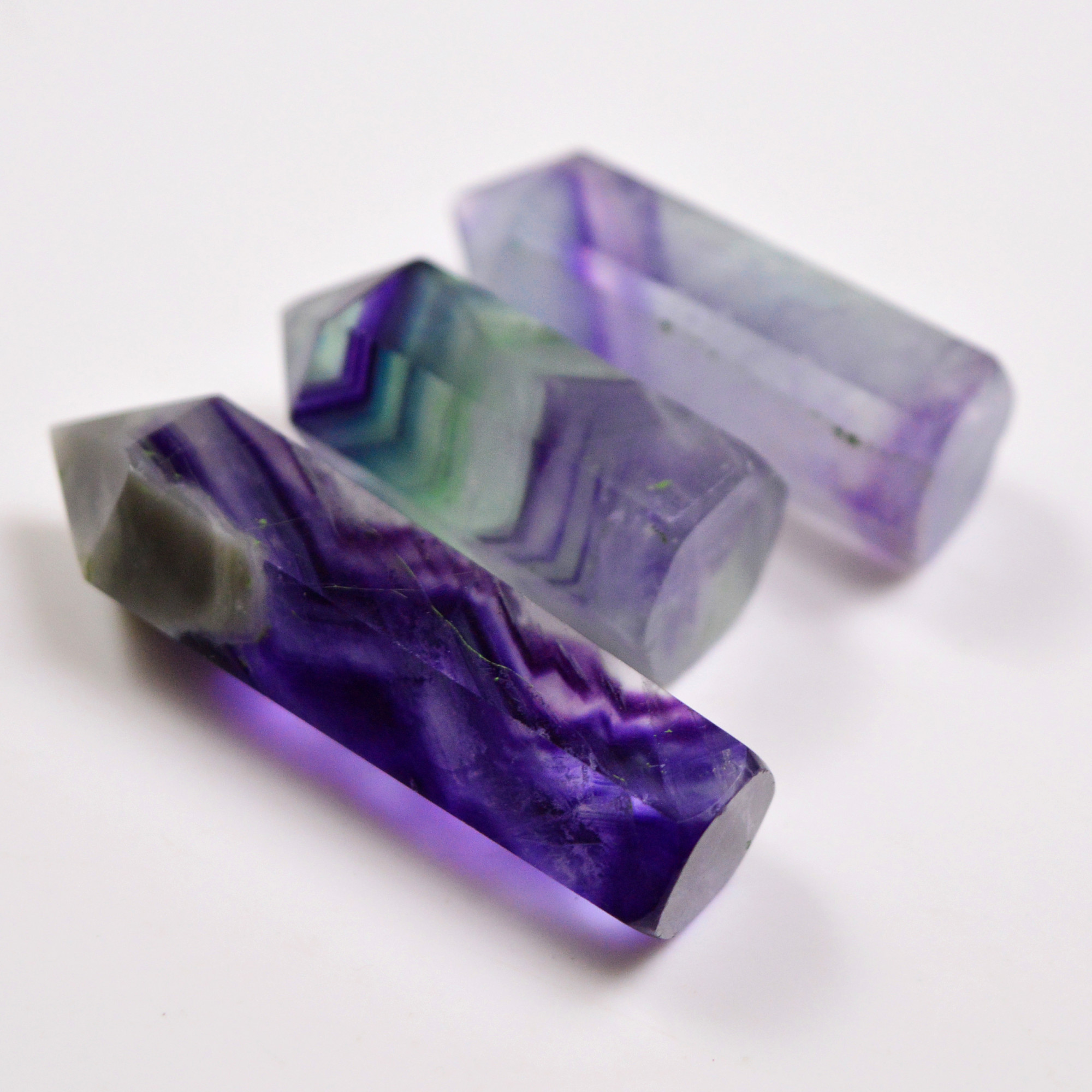 3 Pcs 261 Cts Natural Fluorite Point Loose Gemstone for jewellery making 51x11 34x14mm 19645