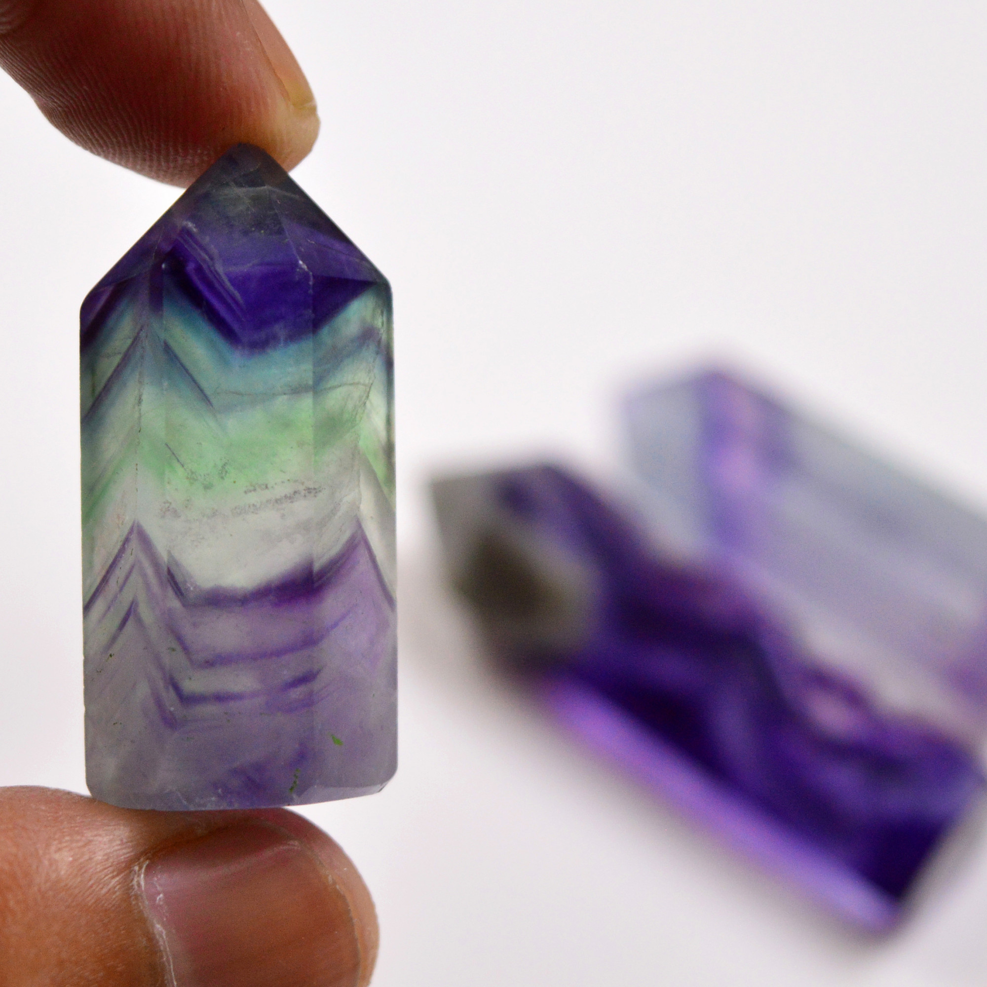 3 Pcs 261 Cts Natural Fluorite Point Loose Gemstone for jewellery making 51x11 34x14mm 19645
