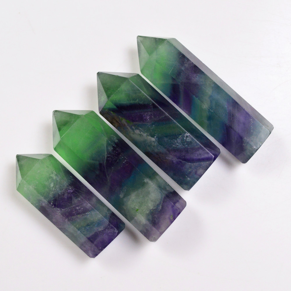 Image of 4 Pcs 570 Cts Natural Fluorite Point Loose Gemstone for jewellery making 53x14 42x12mm #19646