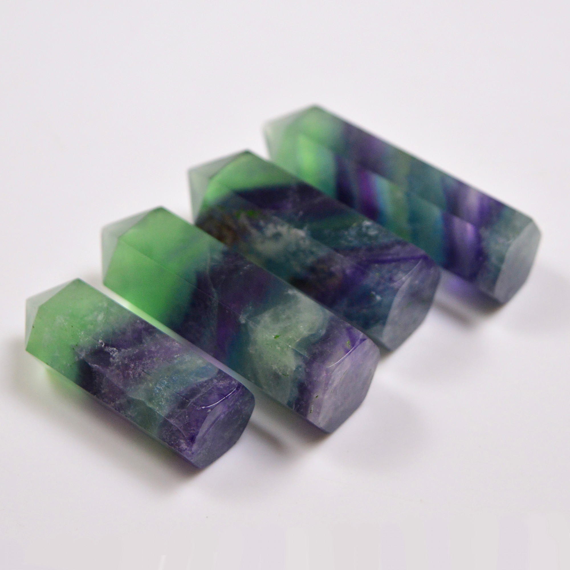 4 Pcs 570 Cts Natural Fluorite Point Loose Gemstone for jewellery making 53x14 42x12mm 19646