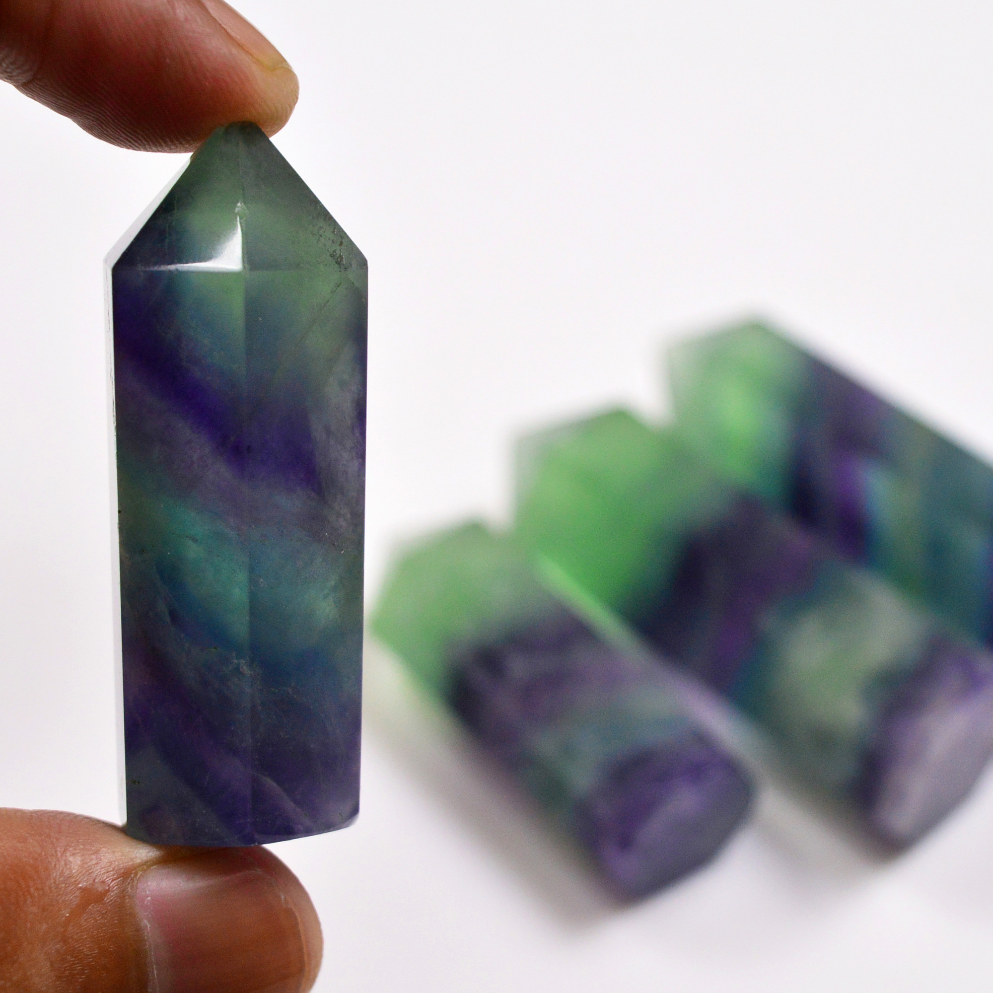 4 Pcs 570 Cts Natural Fluorite Point Loose Gemstone for jewellery making 53x14 42x12mm 19646