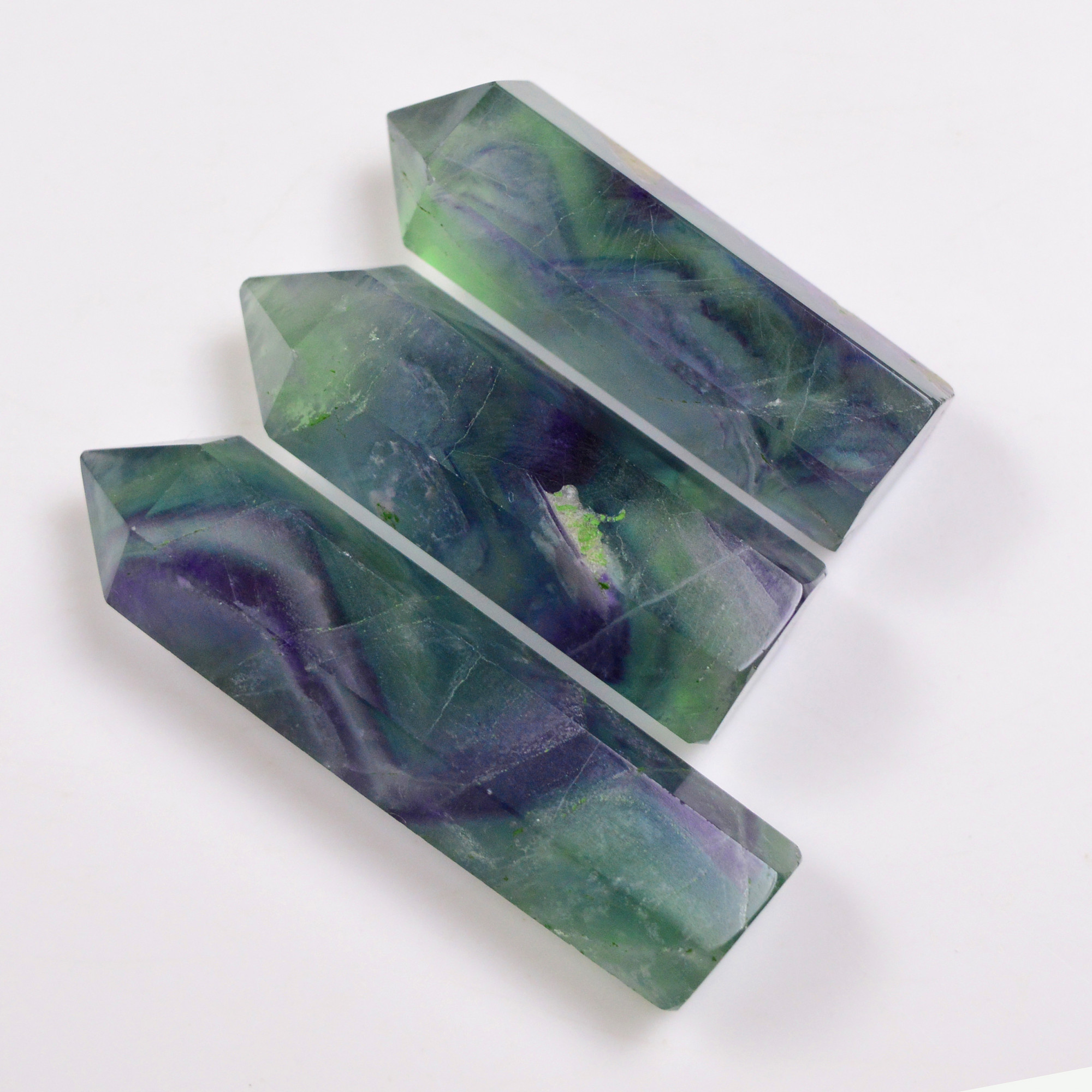 3 Pcs 451 Cts Natural Fluorite Point Loose Gemstone for jewellery making 62x12 48x13 mm 19647