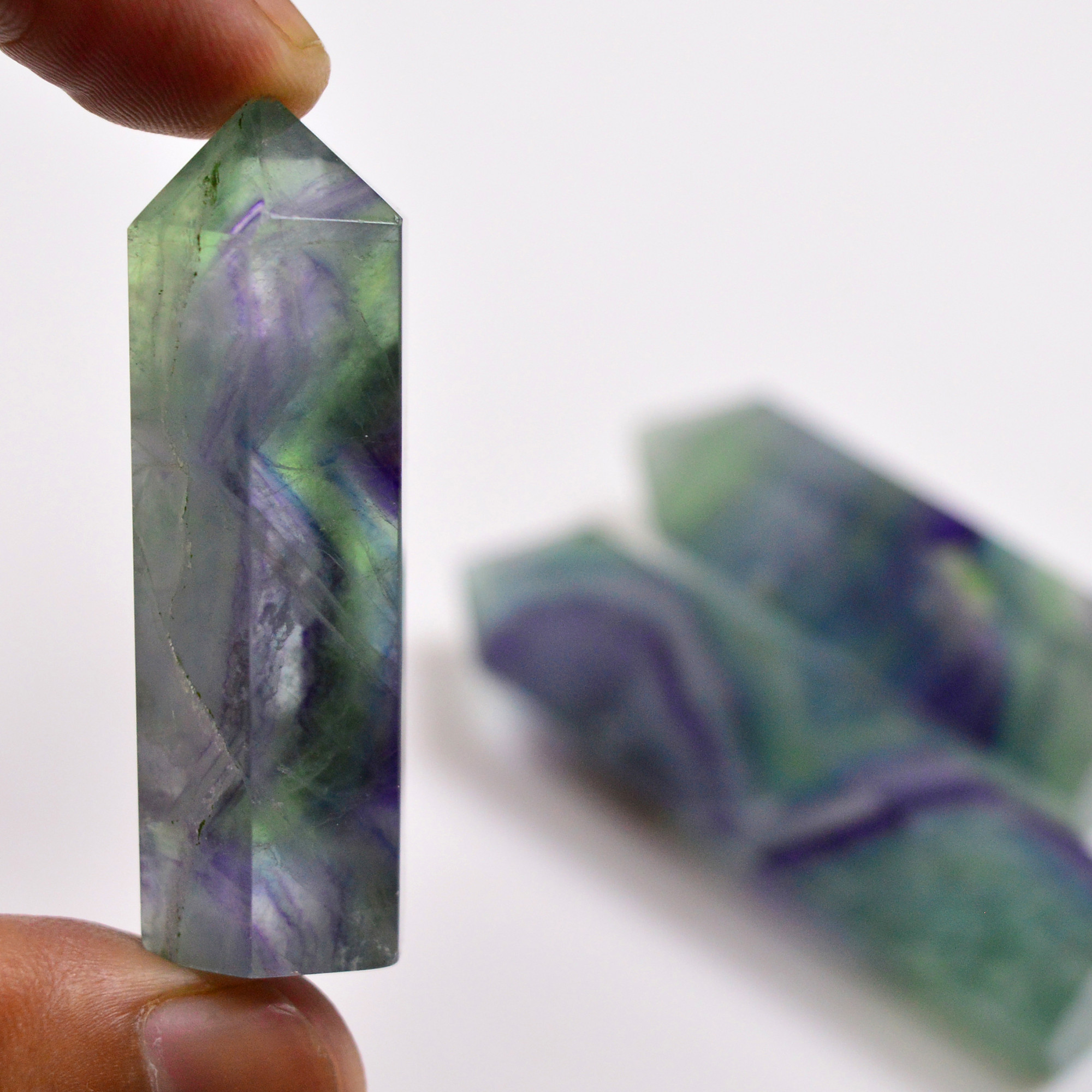 3 Pcs 451 Cts Natural Fluorite Point Loose Gemstone for jewellery making 62x12 48x13 mm 19647