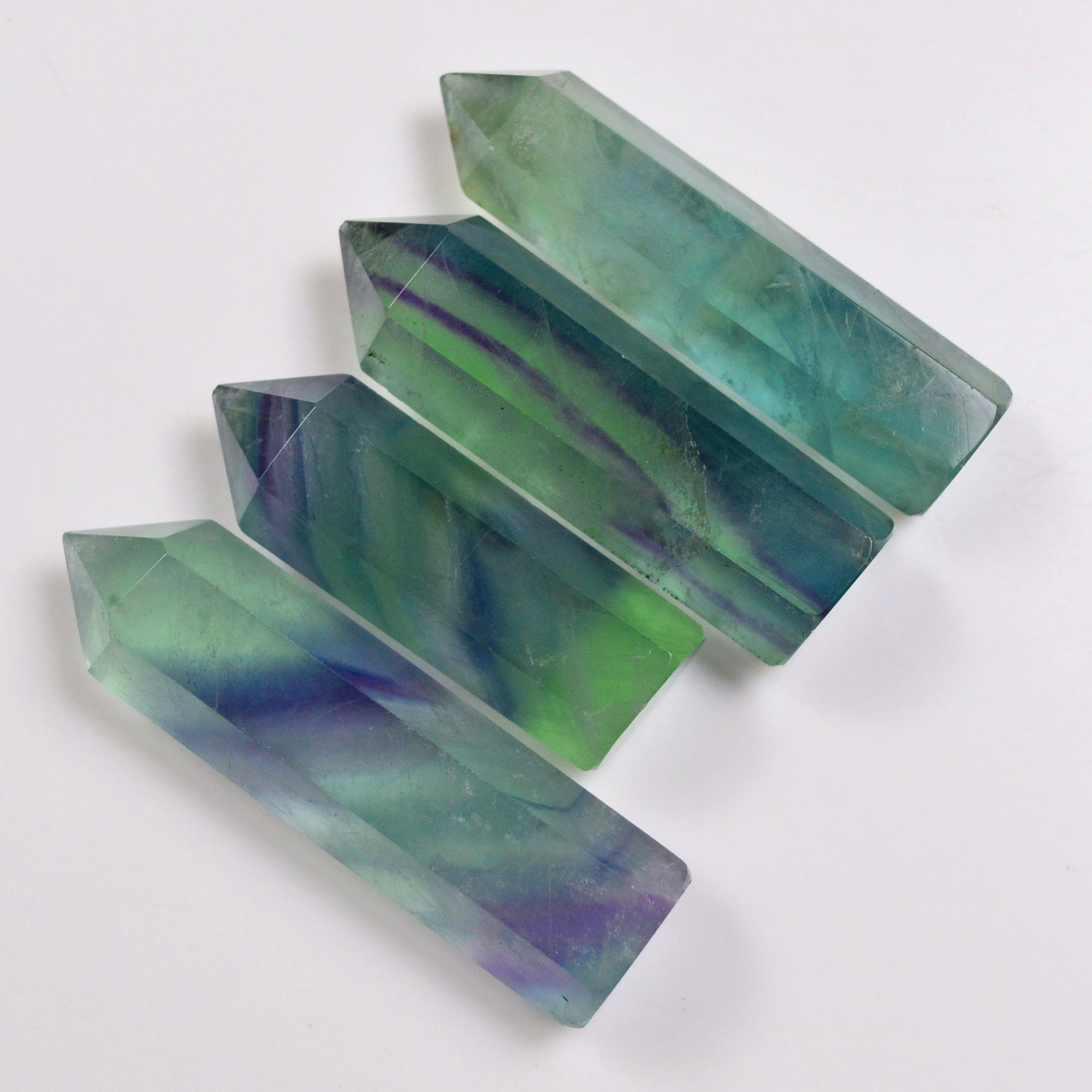 4 Pcs 566 Cts Natural Fluorite Point Loose Gemstone for jewellery making 61x14 47x14mm 19648