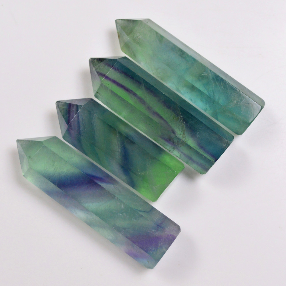 Image of 4 Pcs 566 Cts Natural Fluorite Point Loose Gemstone for jewellery making 61x14 47x14mm #19648