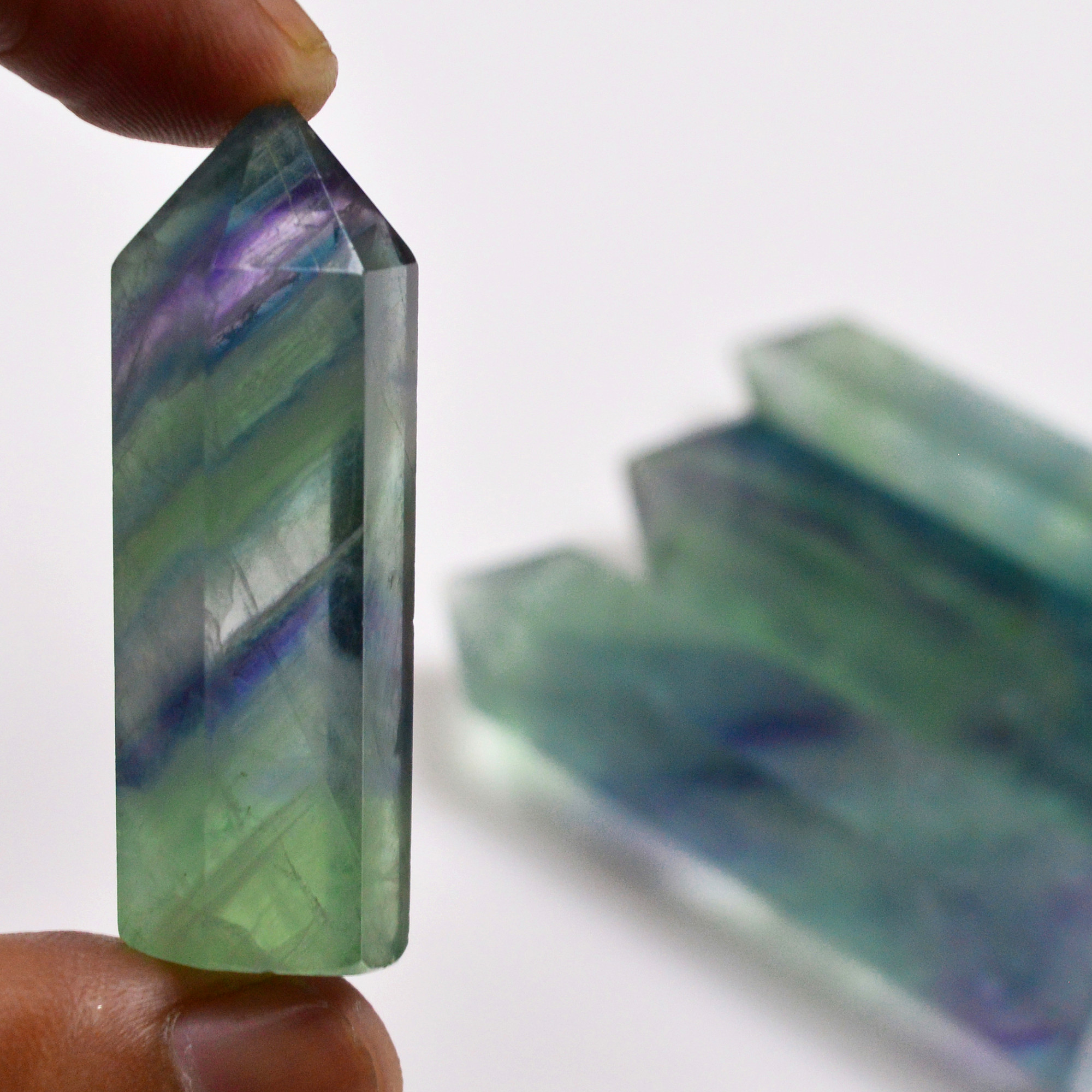 4 Pcs 566 Cts Natural Fluorite Point Loose Gemstone for jewellery making 61x14 47x14mm 19648