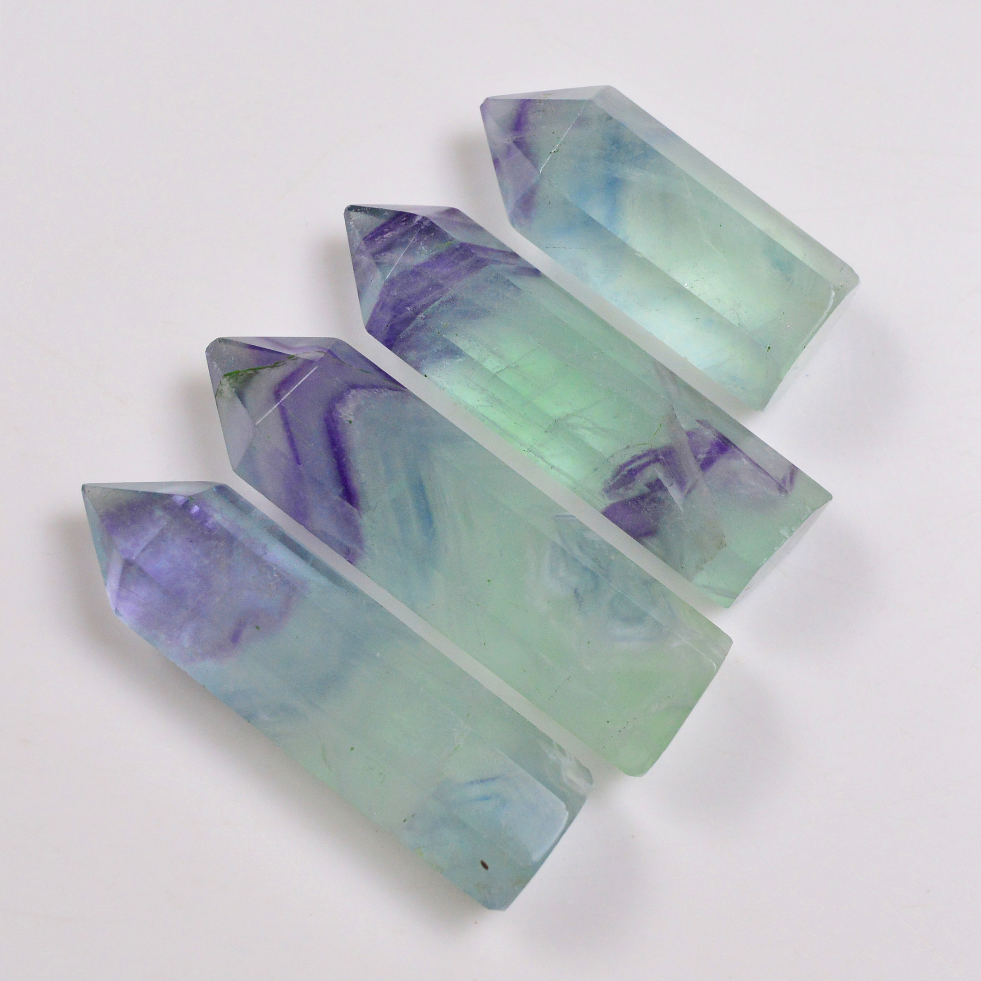 4 Pcs 276 Cts Natural Fluorite Point Loose Gemstone for jewellery making 46x11 33x11mm 19649