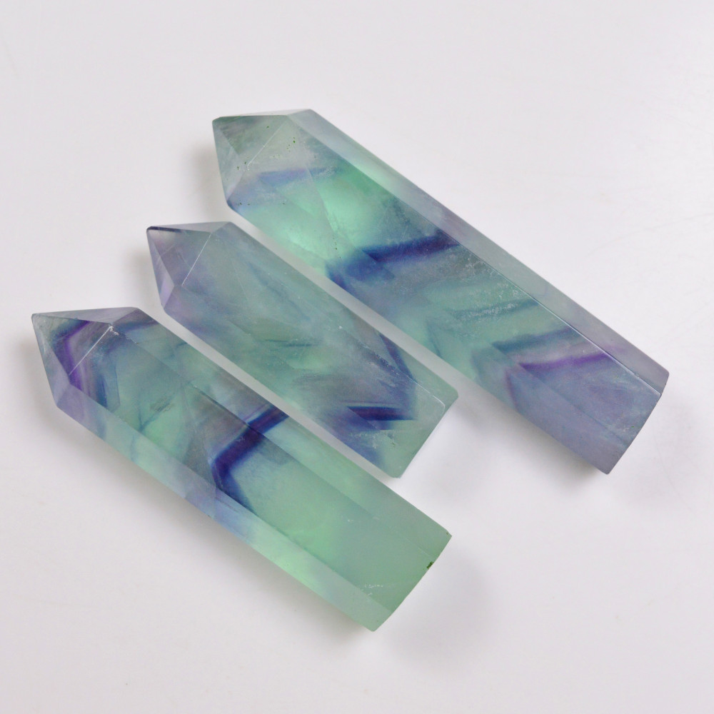 Image of 3 Pcs 489 Cts Natural Fluorite Point Loose Gemstone for jewellery making 72x14 49x11mm #19650
