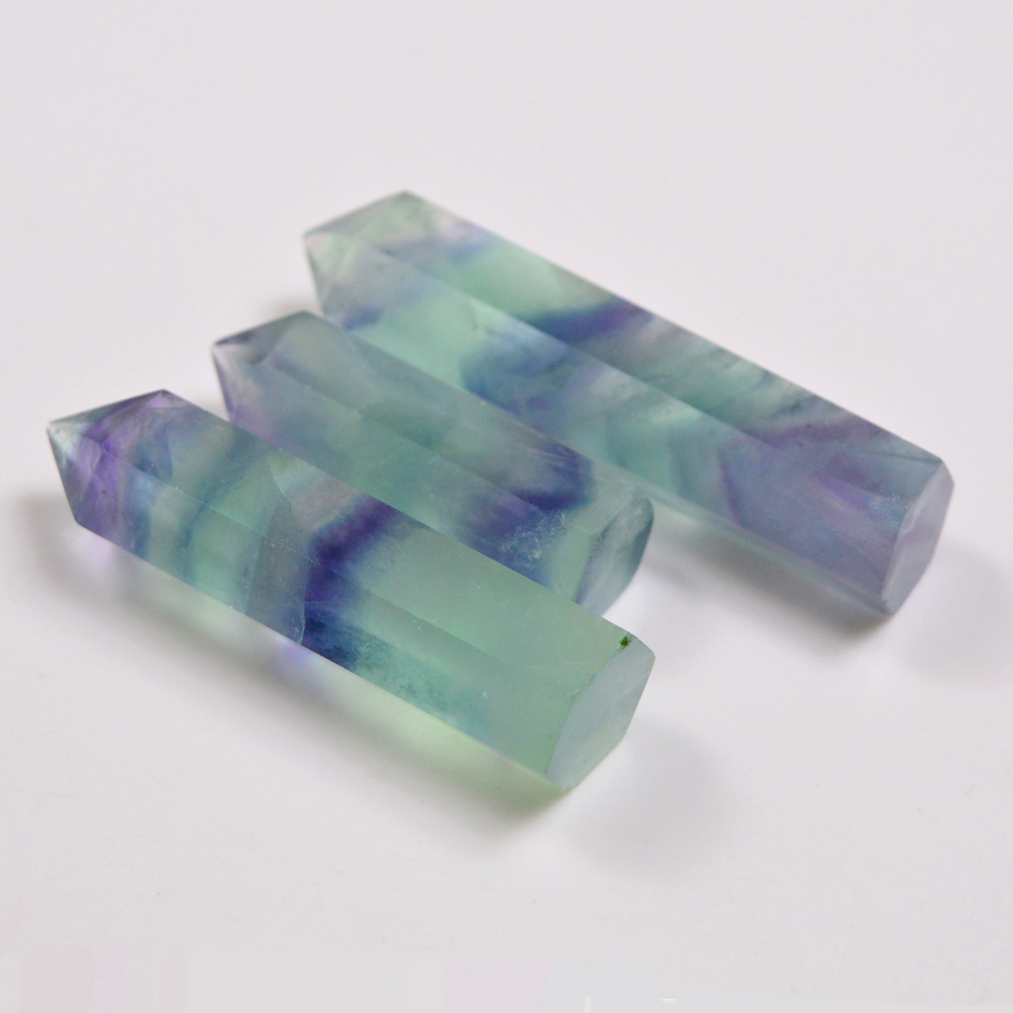 3 Pcs 489 Cts Natural Fluorite Point Loose Gemstone for jewellery making 72x14 49x11mm 19650