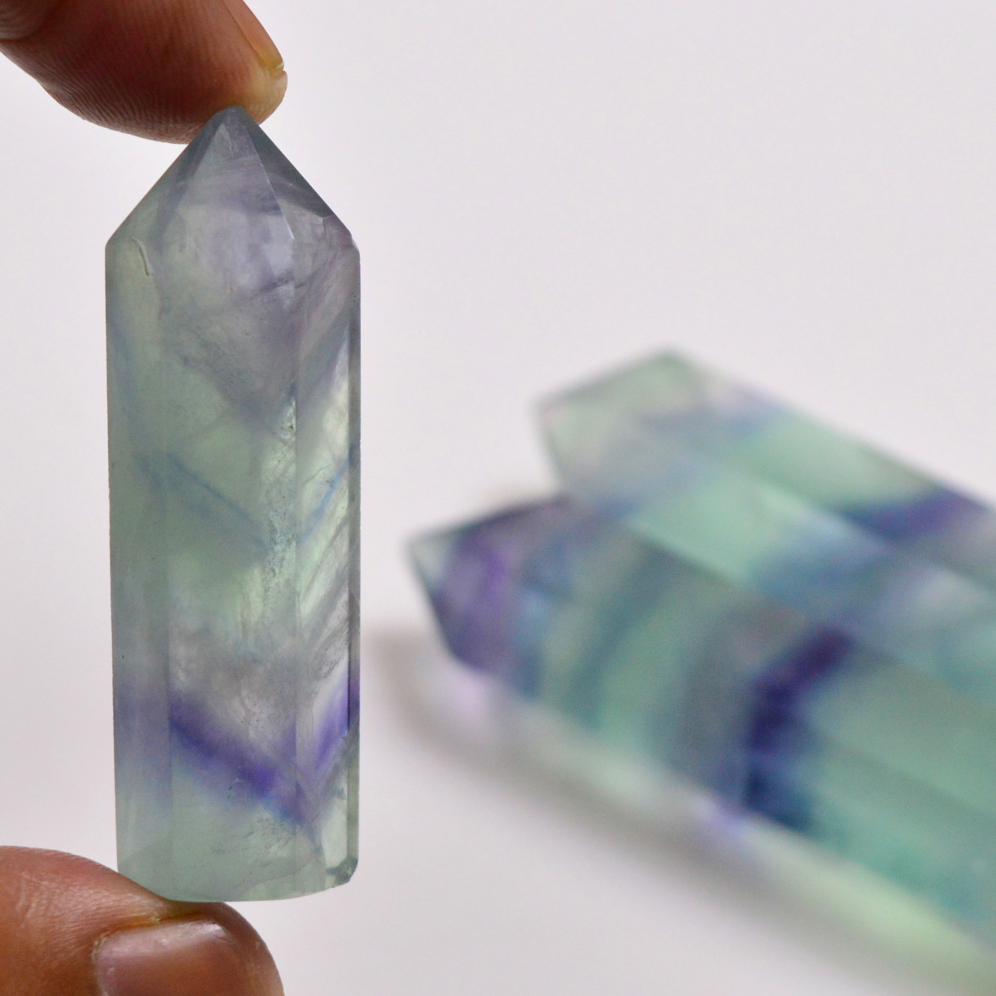 3 Pcs 489 Cts Natural Fluorite Point Loose Gemstone for jewellery making 72x14 49x11mm 19650