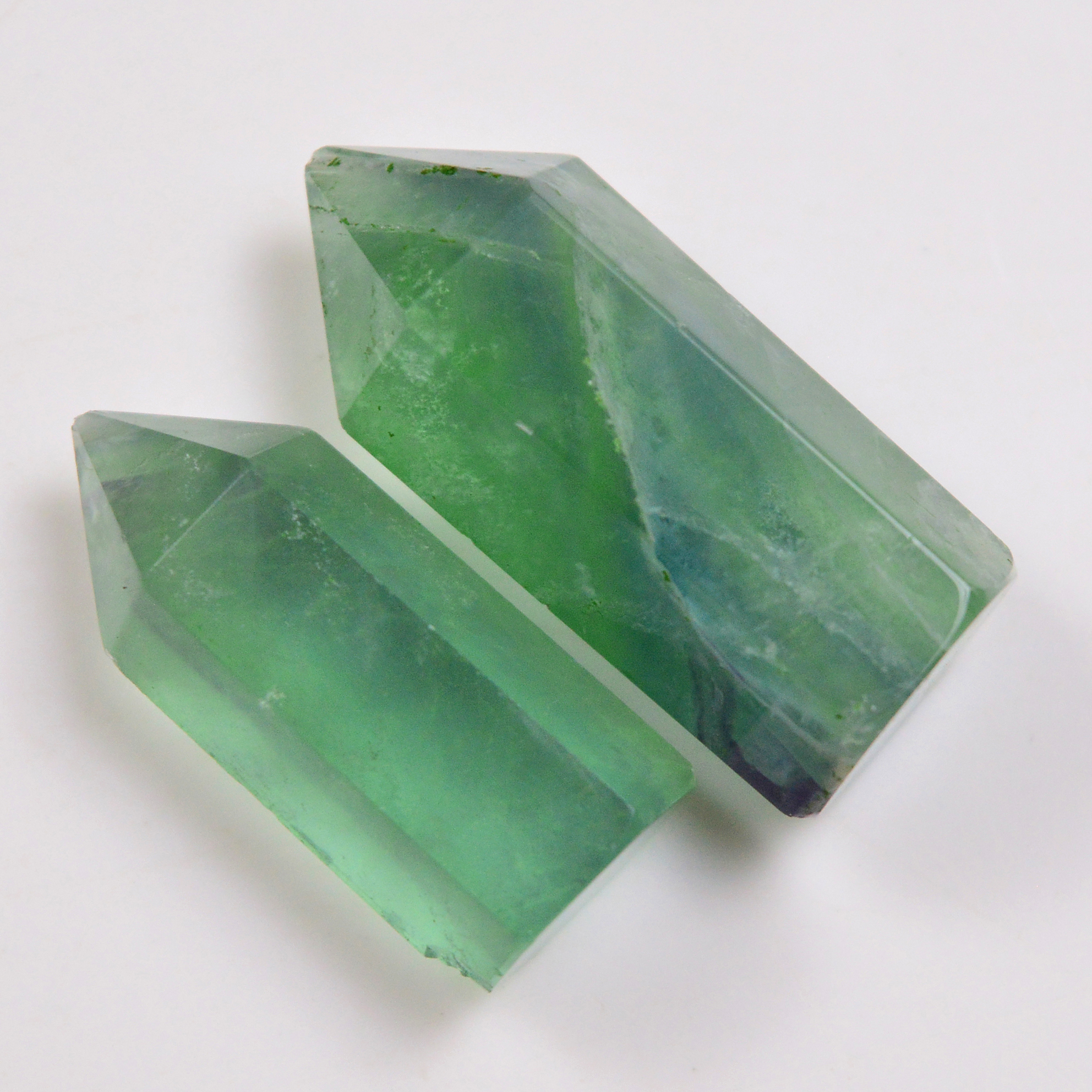 2 Pcs 140 Cts Natural Fluorite Point Loose Gemstone for jewellery making 36x12  31x12mm 19651