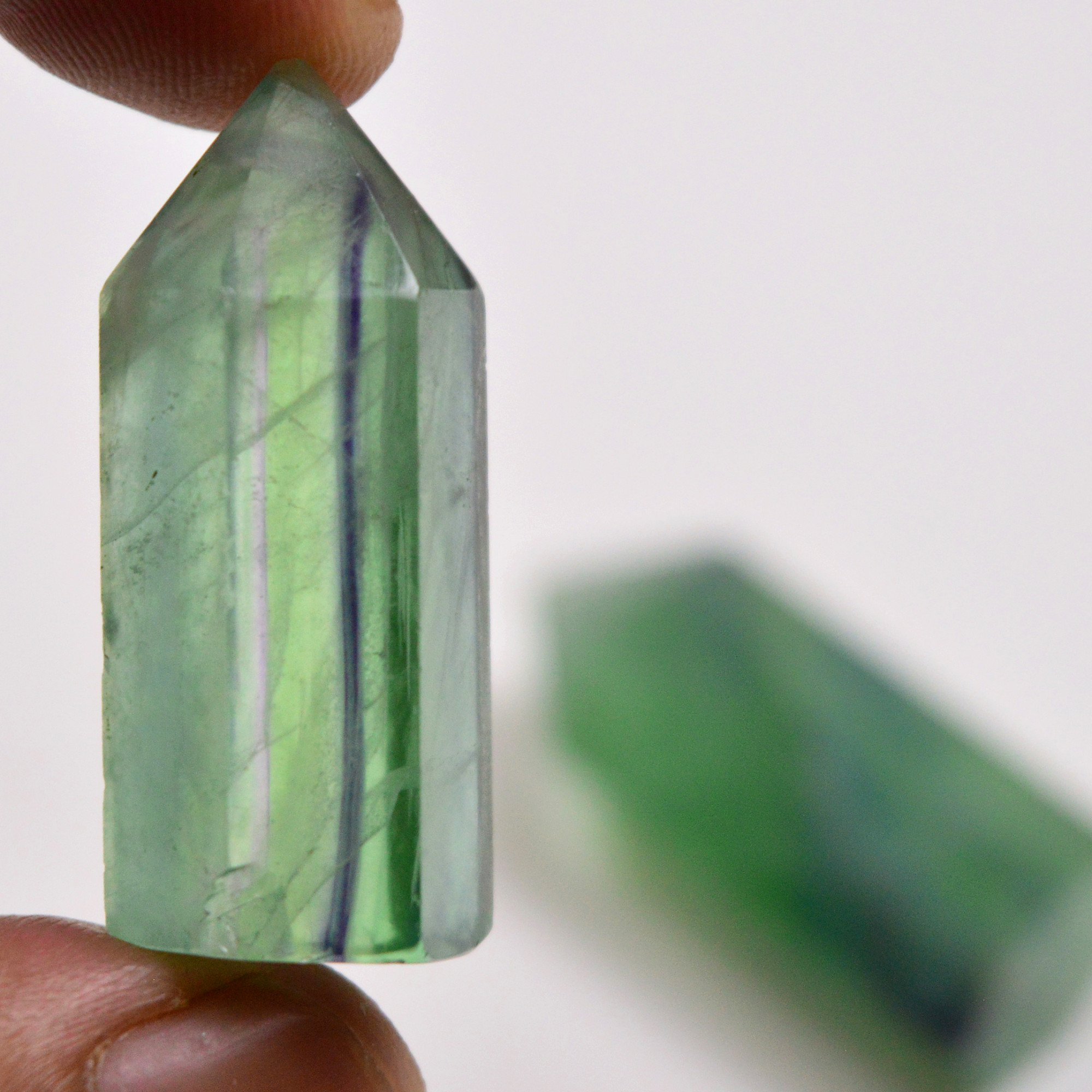2 Pcs 140 Cts Natural Fluorite Point Loose Gemstone for jewellery making 36x12  31x12mm 19651