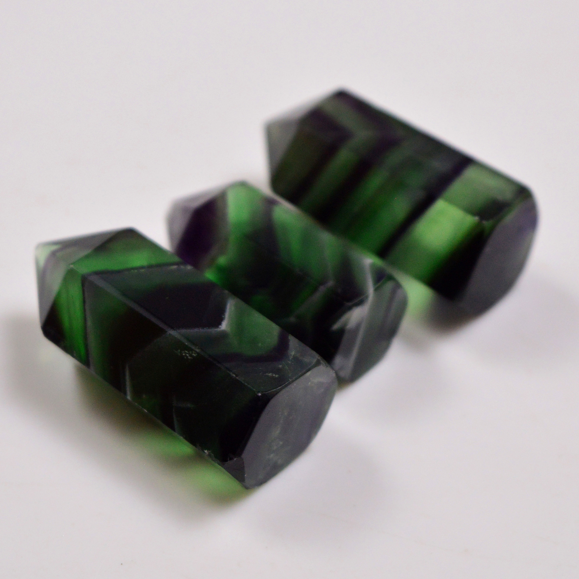 3 Pcs 181 Cts Natural Fluorite Point Loose Gemstone for jewellery making 32x12 27x10mm 19652