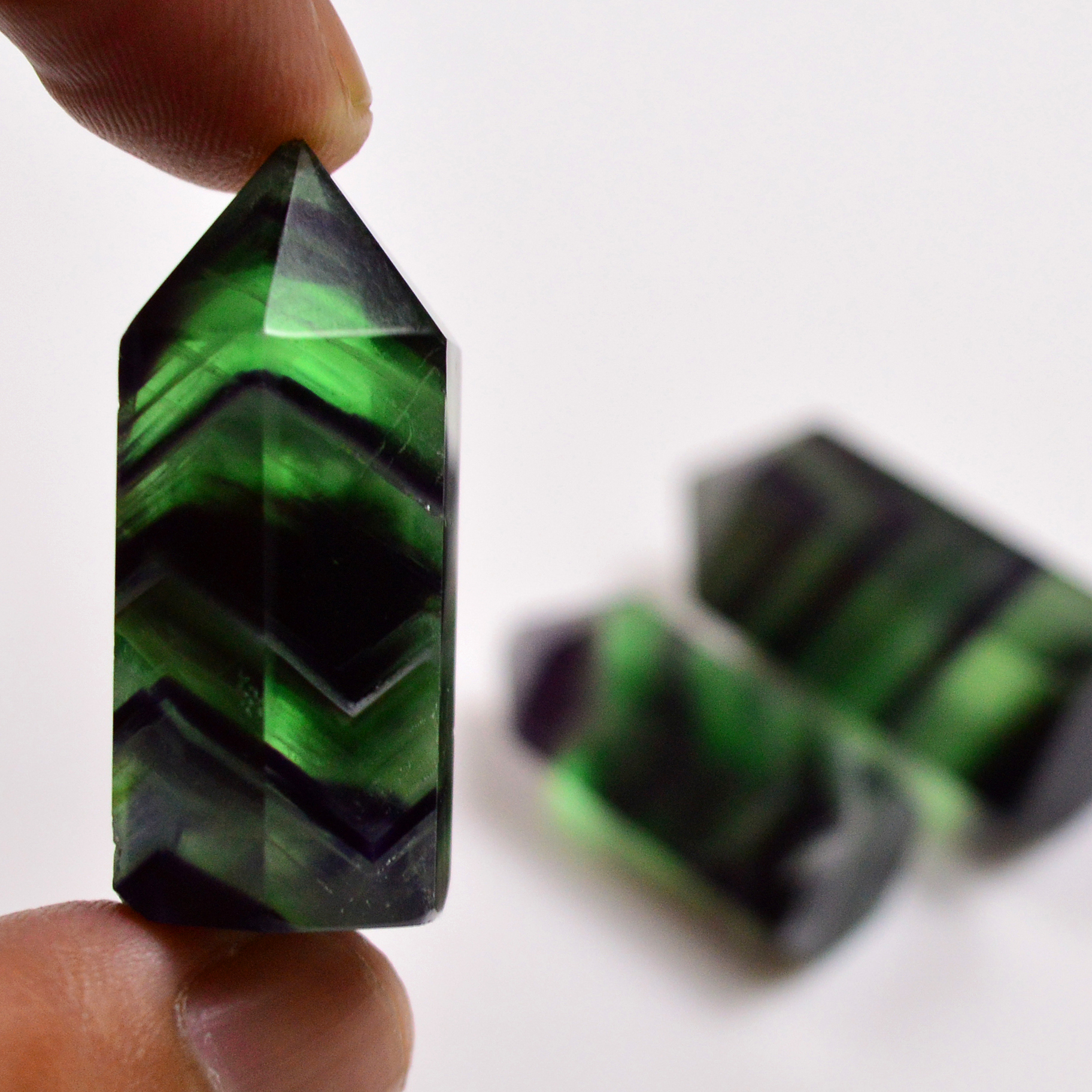 3 Pcs 181 Cts Natural Fluorite Point Loose Gemstone for jewellery making 32x12 27x10mm 19652