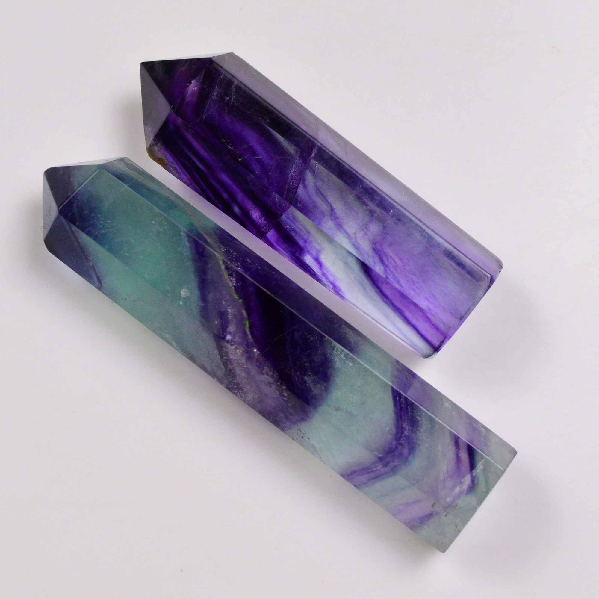 2 Pcs 451 Cts Natural Fluorite Point Loose Gemstone for jewellery making 77x15 59x15mm 19653