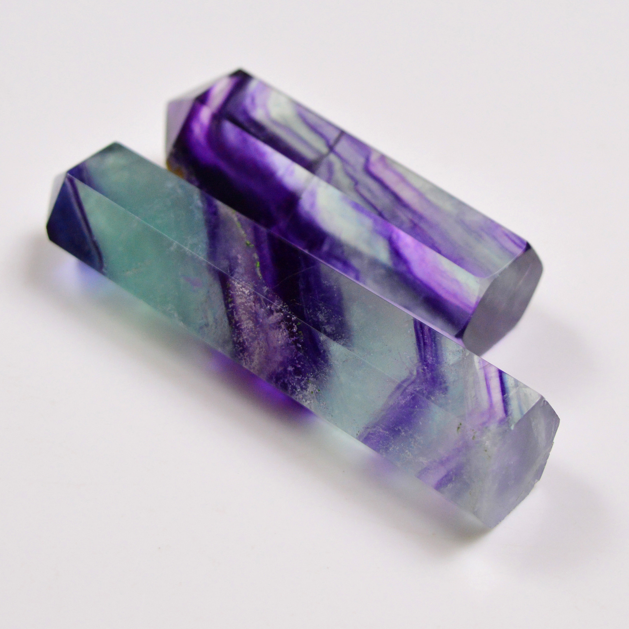 2 Pcs 451 Cts Natural Fluorite Point Loose Gemstone for jewellery making 77x15 59x15mm 19653