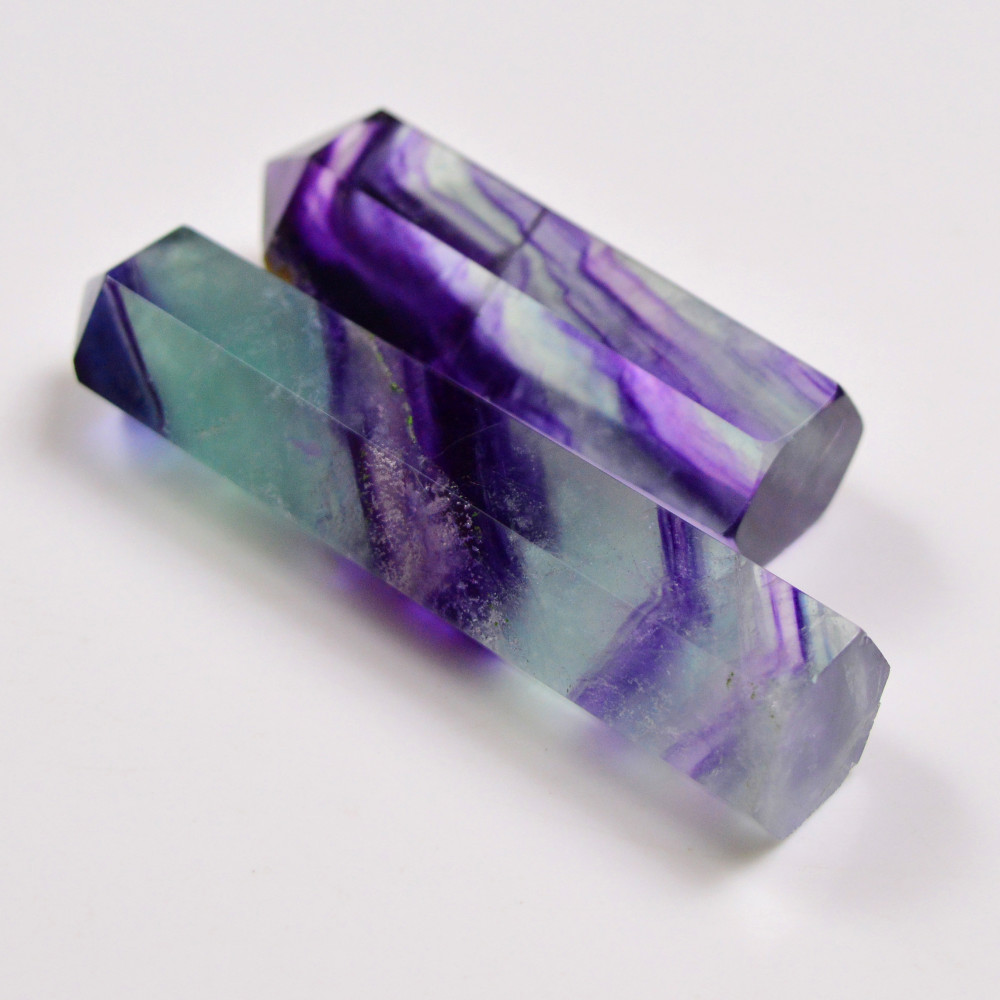 Image of 2 Pcs 451 Cts Natural Fluorite Point Loose Gemstone for jewellery making 77x15 59x15mm #19653