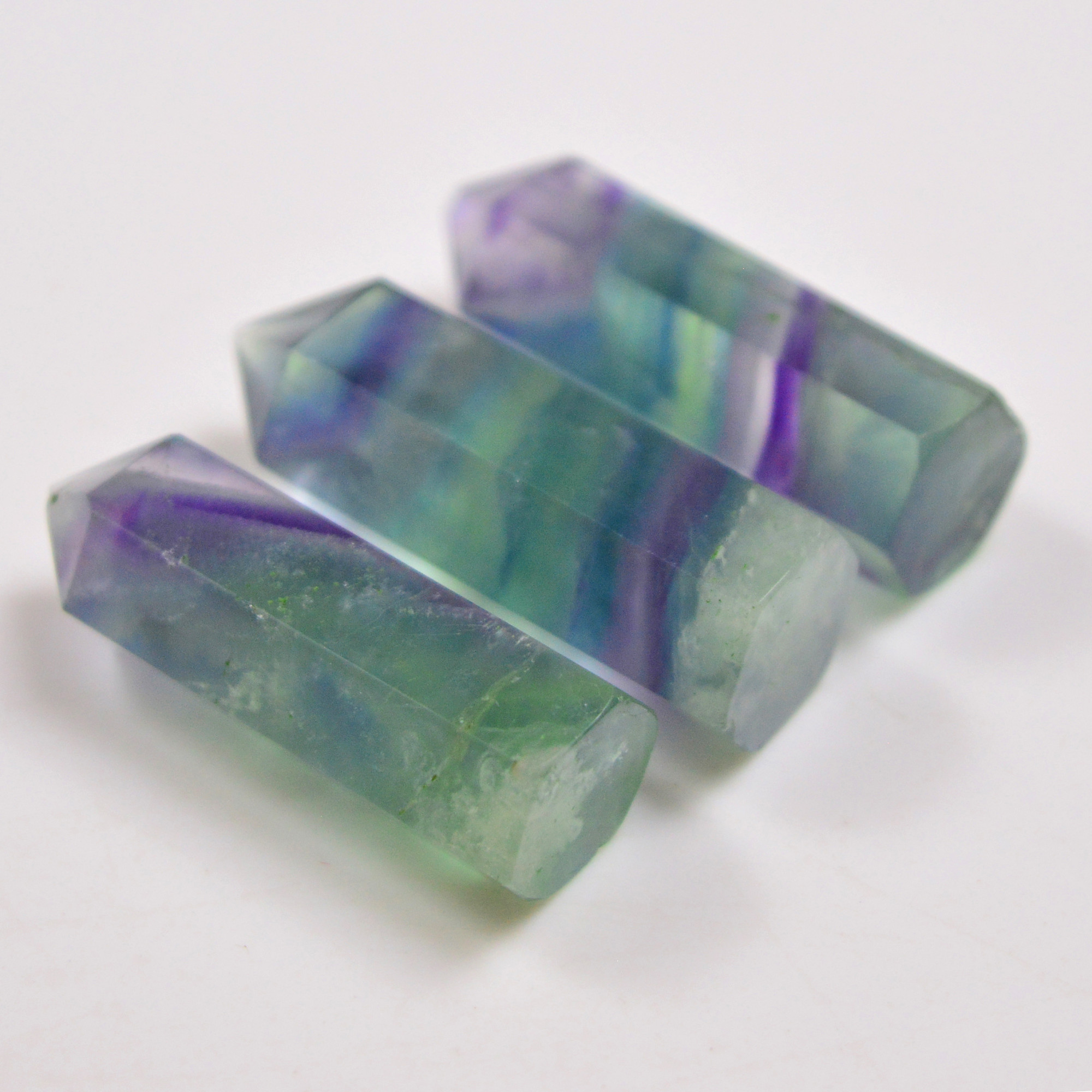 3 Pcs 177 Cts Natural Fluorite Point Loose Gemstone for jewellery making 37x11 35x11mm 19654