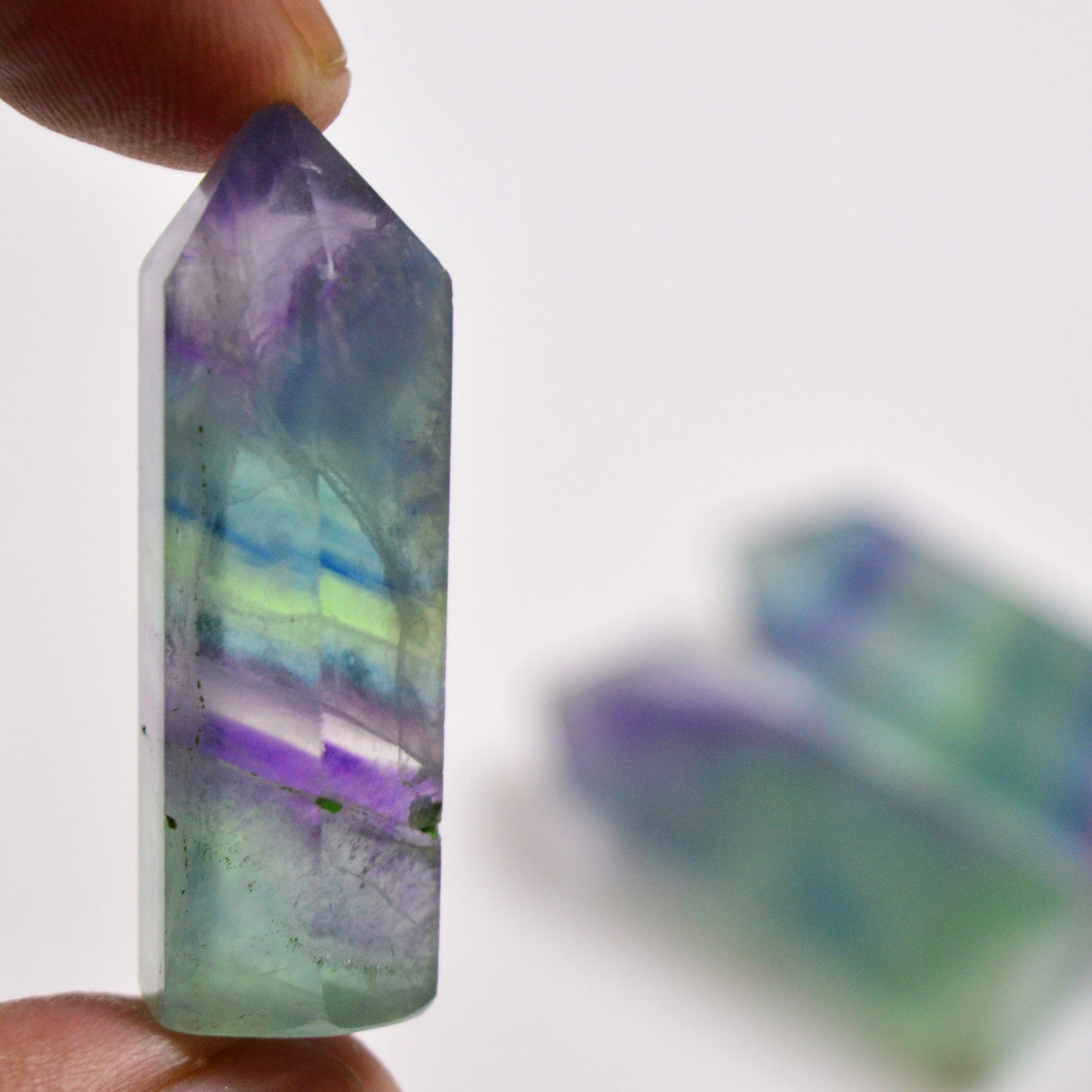 3 Pcs 177 Cts Natural Fluorite Point Loose Gemstone for jewellery making 37x11 35x11mm 19654
