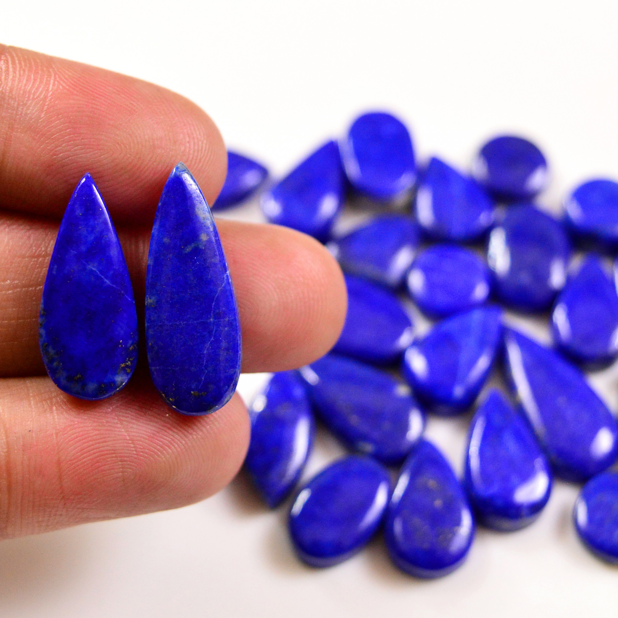24 Pcs 169 Cts Natural Lapis Cabochons Gemstone Lot for jewellery making 25x9 9x9mm 19657