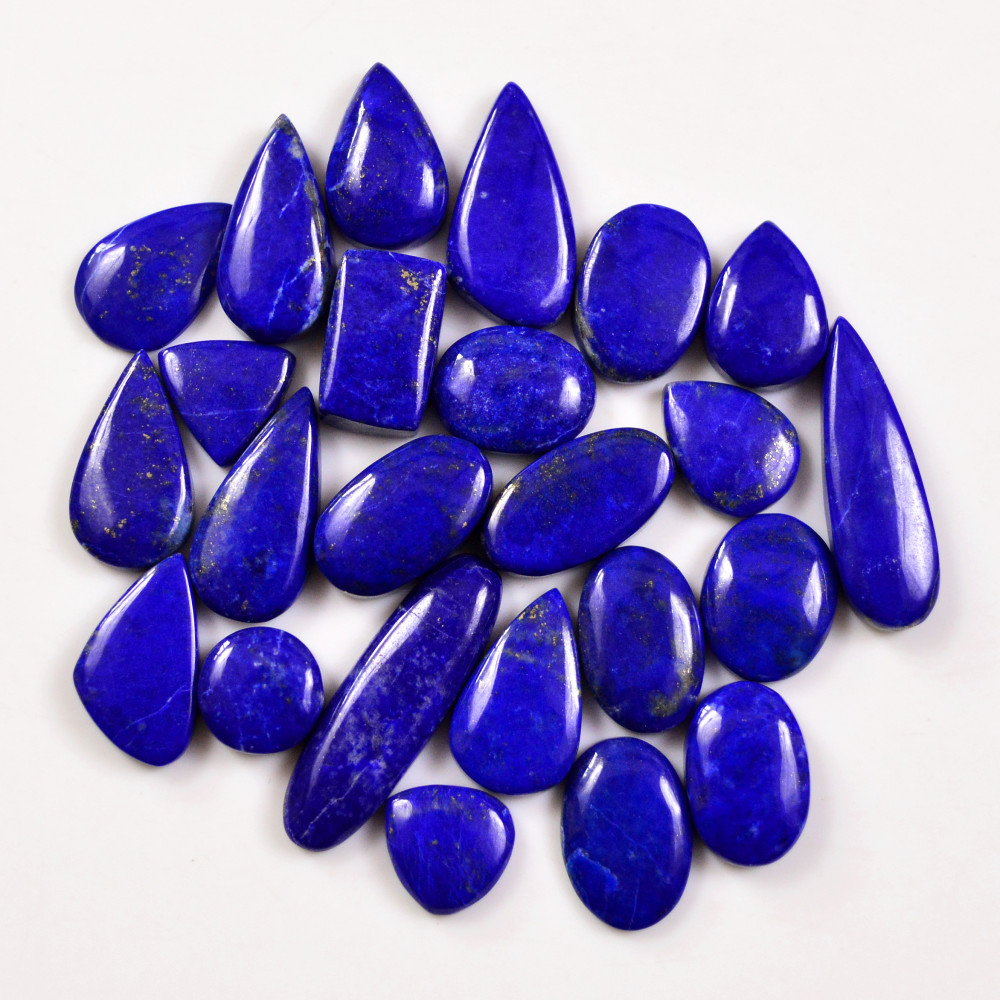 Image of 24 Pcs 151 Cts Natural Lapis Cabochons Gemstone Lot for jewellery making 25x8 10x11mm #19659