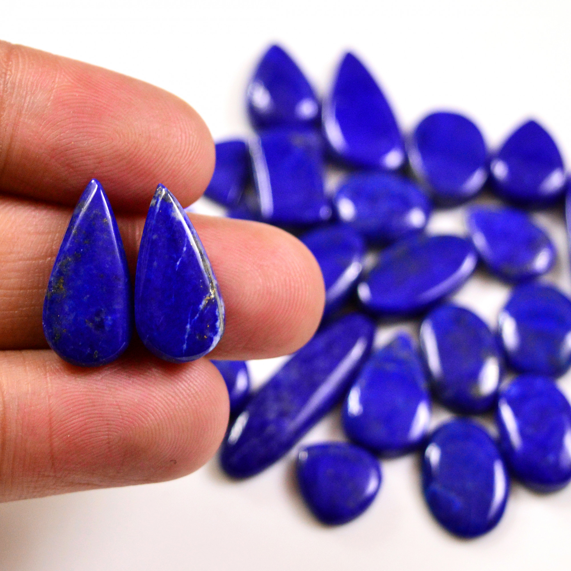 24 Pcs 151 Cts Natural Lapis Cabochons Gemstone Lot for jewellery making 25x8 10x11mm 19659