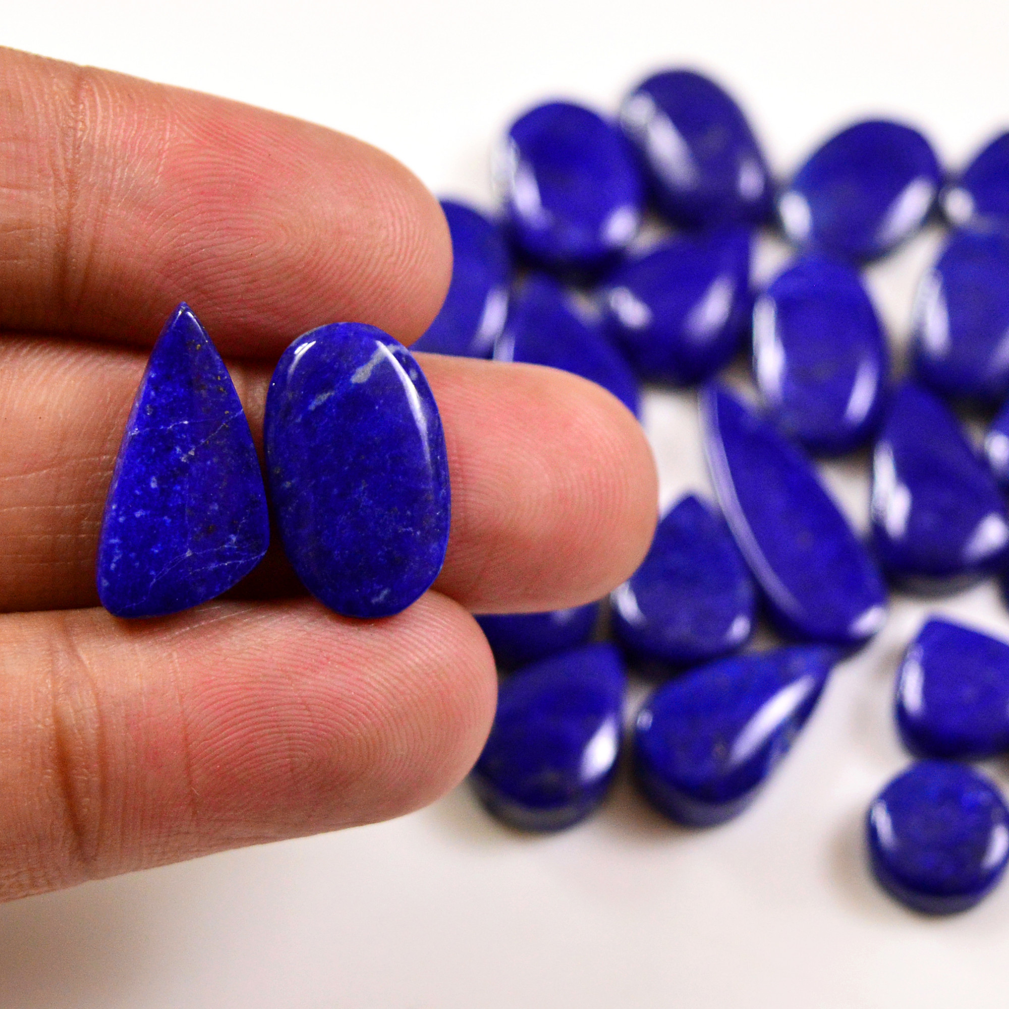 28 Pcs 161 Cts Natural Lapis Cabochons Gemstone Lot for jewellery making 21x10 10x10mm 19660