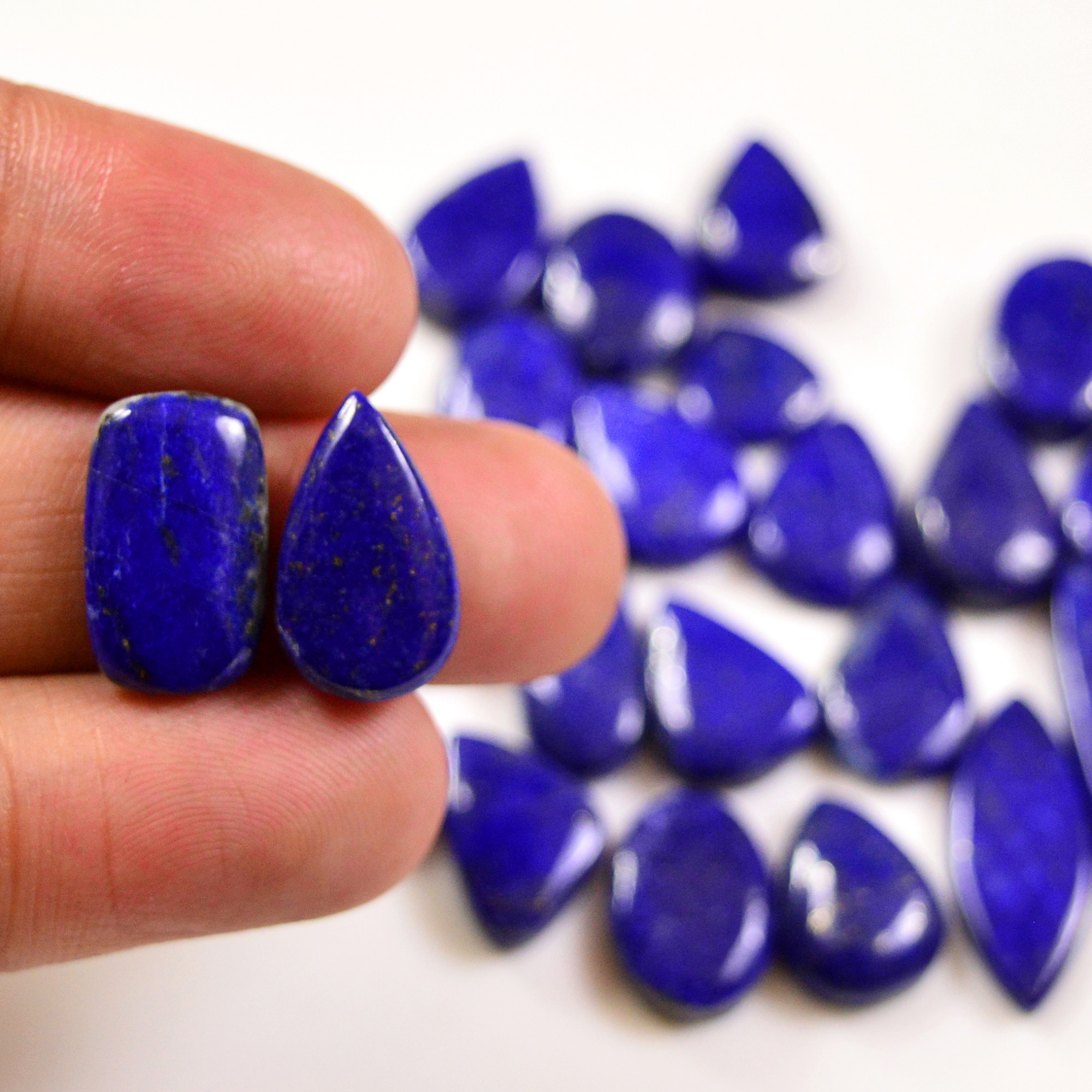 23 Pcs 136 Cts Natural Lapis Cabochons Gemstone Lot for jewellery making 23x8 11x11mm 19661