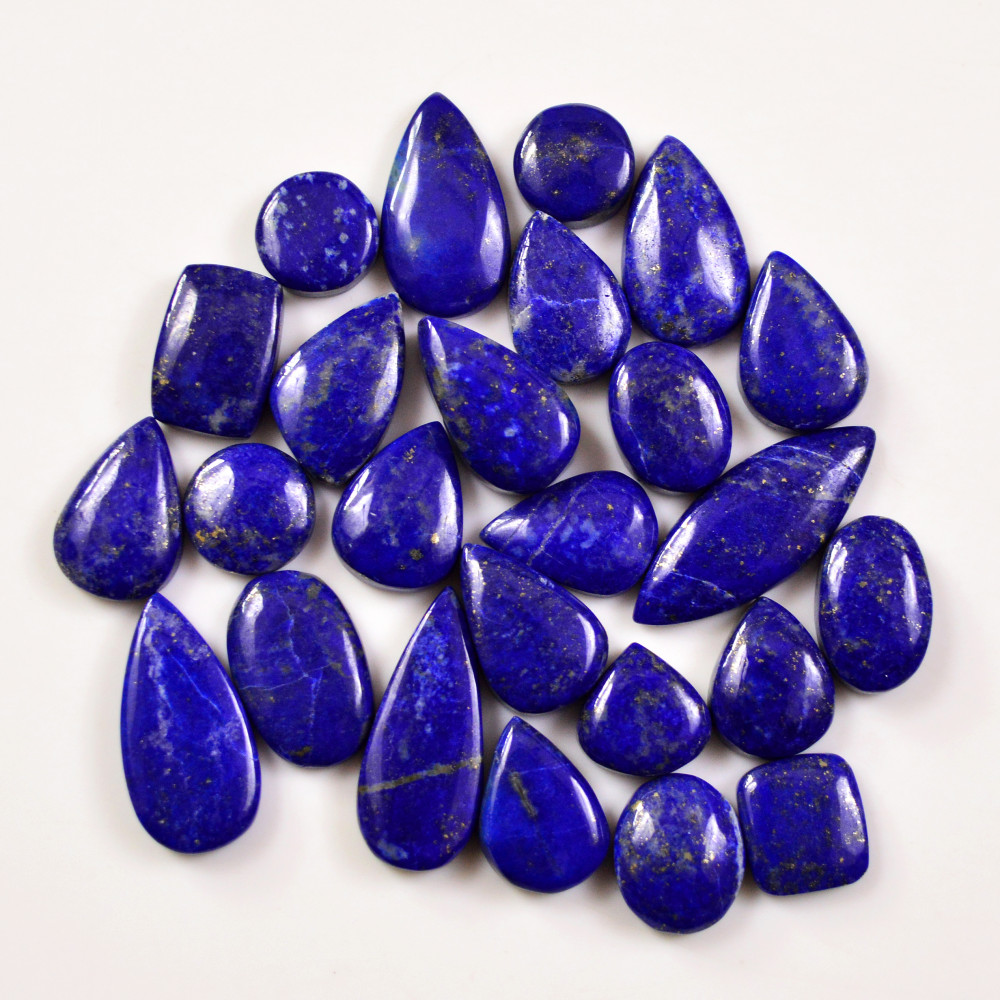 Image of 25 Pcs 159 Cts Natural Lapis Cabochons Gemstone Lot for jewellery making 25x10 10x10mm #19664