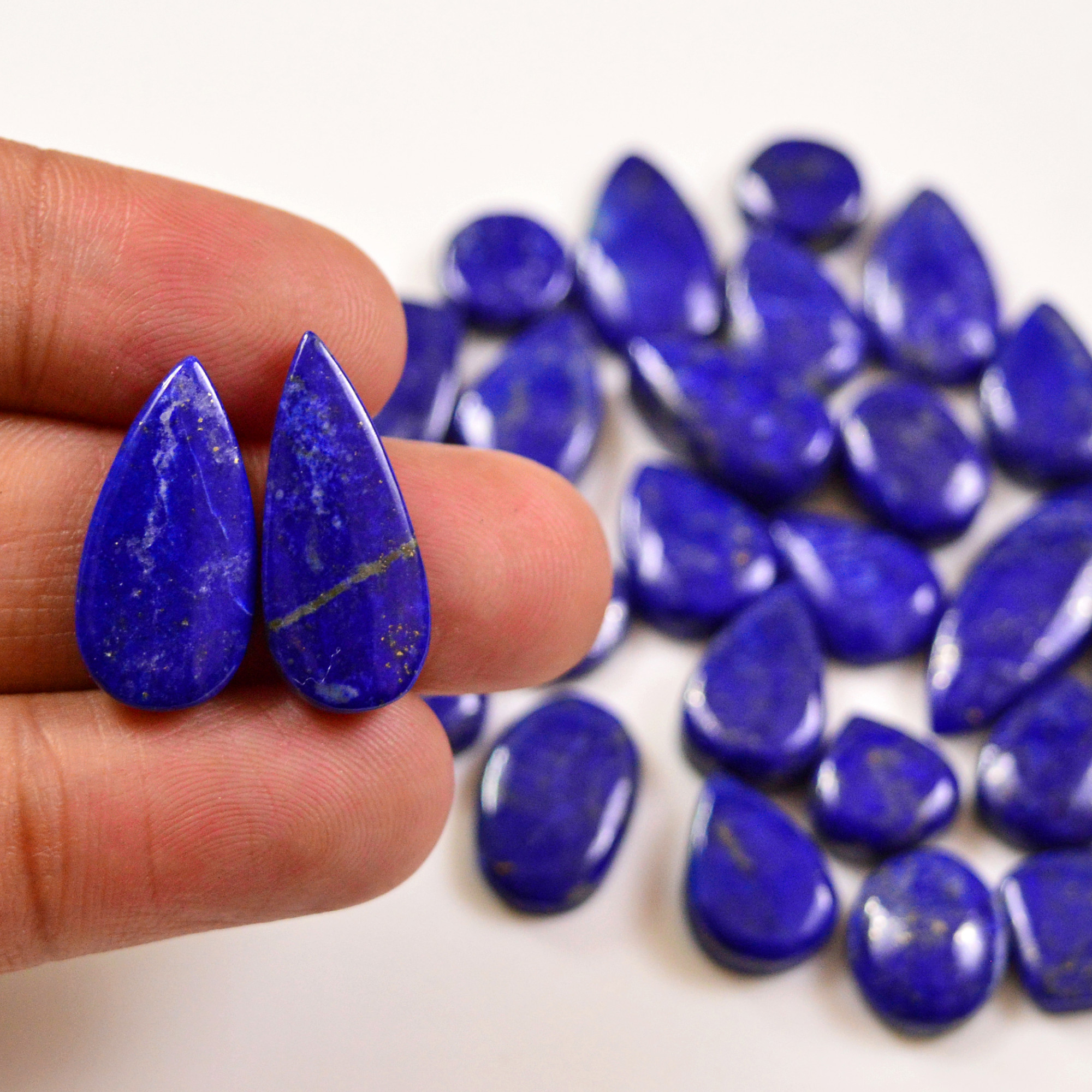 25 Pcs 159 Cts Natural Lapis Cabochons Gemstone Lot for jewellery making 25x10 10x10mm 19664