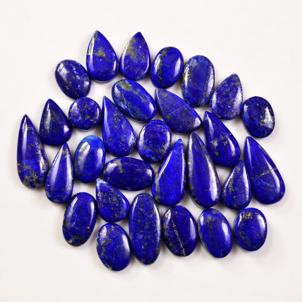Image of 29 Pcs 225 Cts Natural Lapis Cabochons Gemstone Lot for jewellery making 24x10 10x10mm #19665