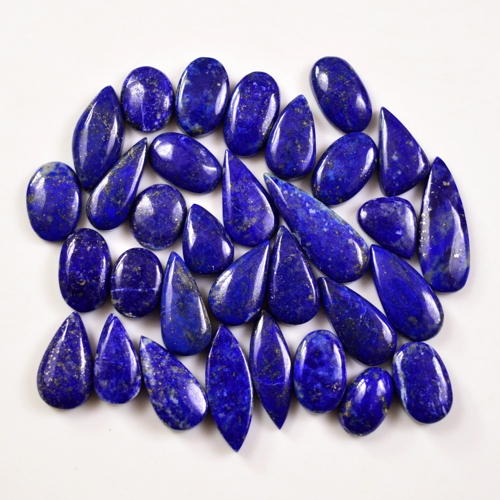 Image of 32 Pcs 205 Cts Natural Lapis Cabochons Gemstone Lot for jewellery making 25x9 5x8mm #19666