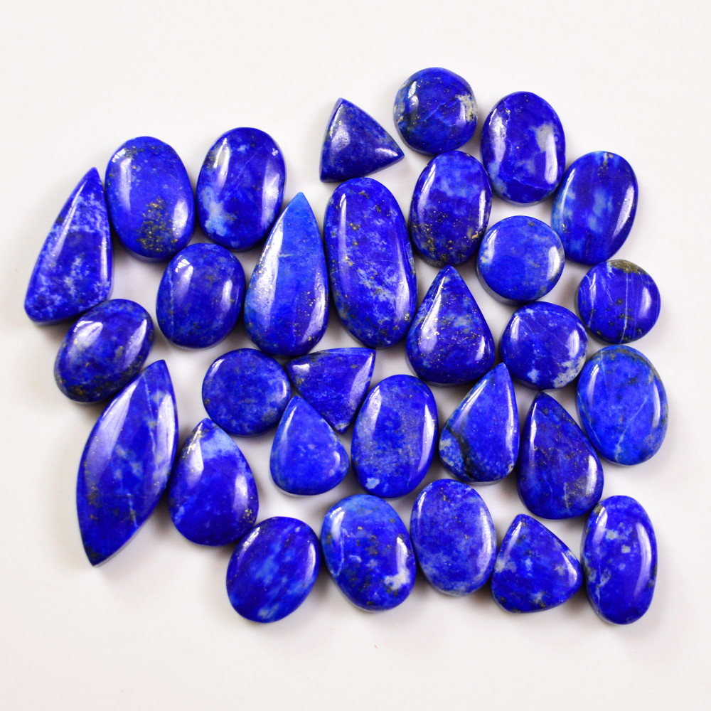 Image of 30 Pcs 195 Cts Natural Lapis Cabochons Gemstone Lot for jewellery making 25x10 10x10mm #19669
