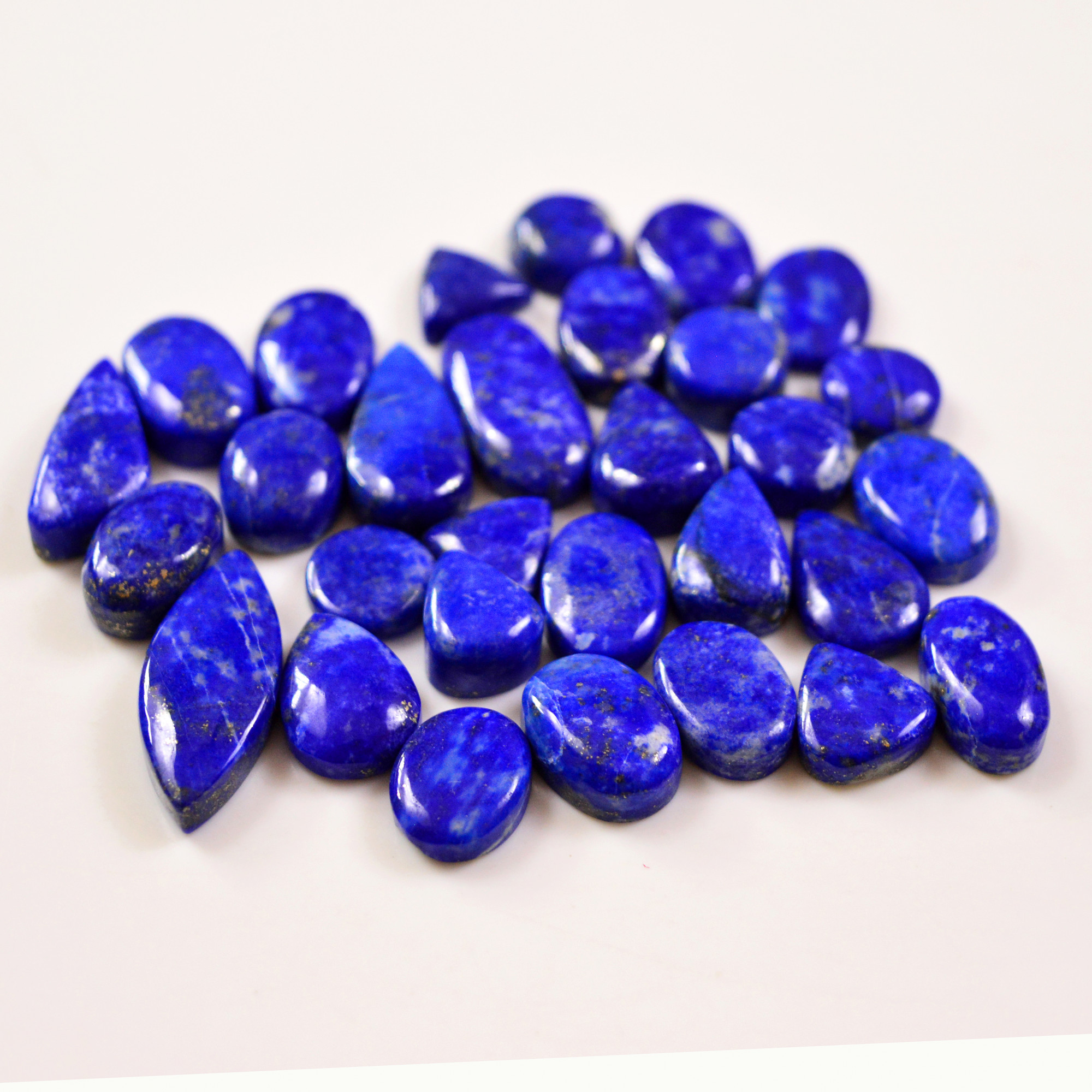 30 Pcs 195 Cts Natural Lapis Cabochons Gemstone Lot for jewellery making 25x10 10x10mm 19669