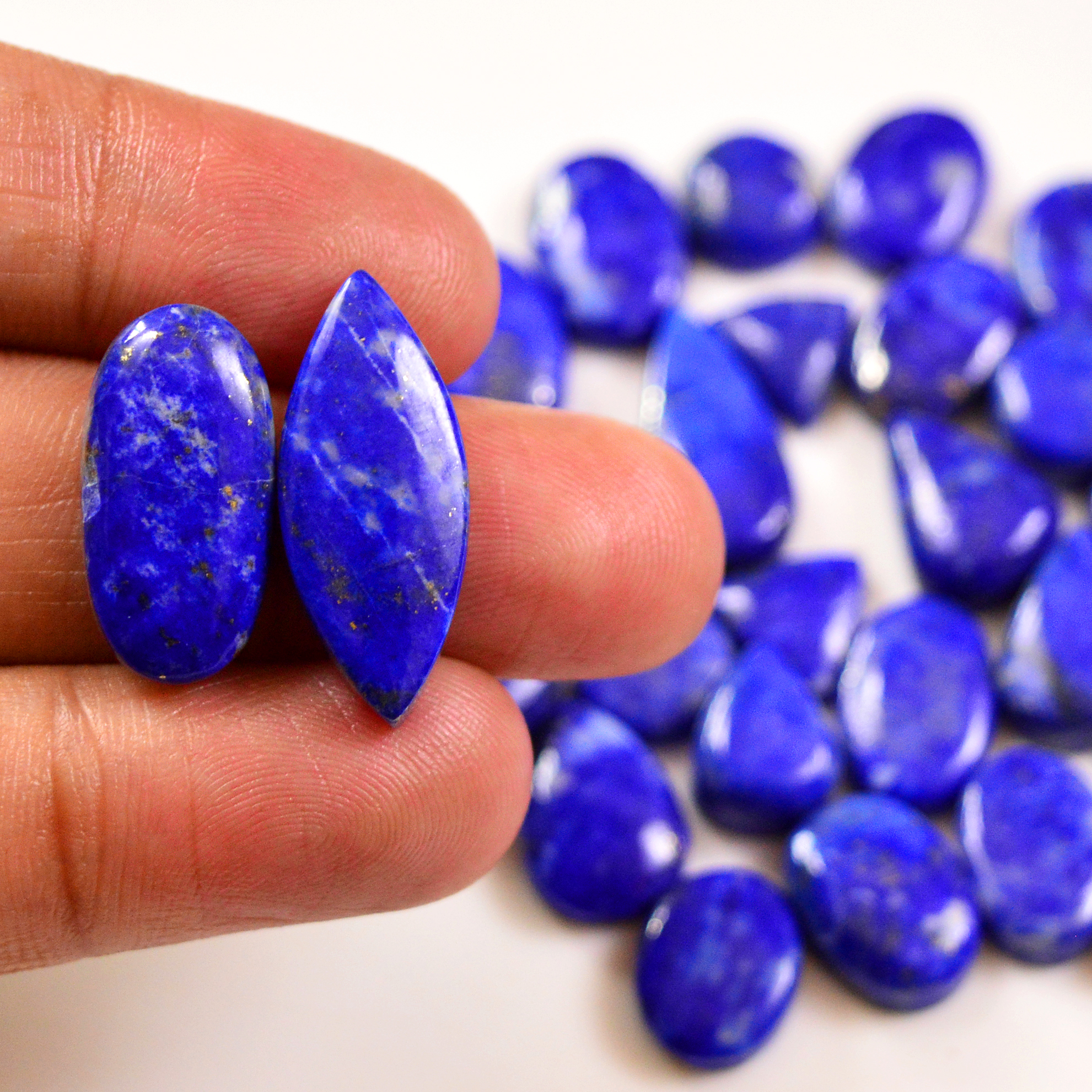 30 Pcs 195 Cts Natural Lapis Cabochons Gemstone Lot for jewellery making 25x10 10x10mm 19669