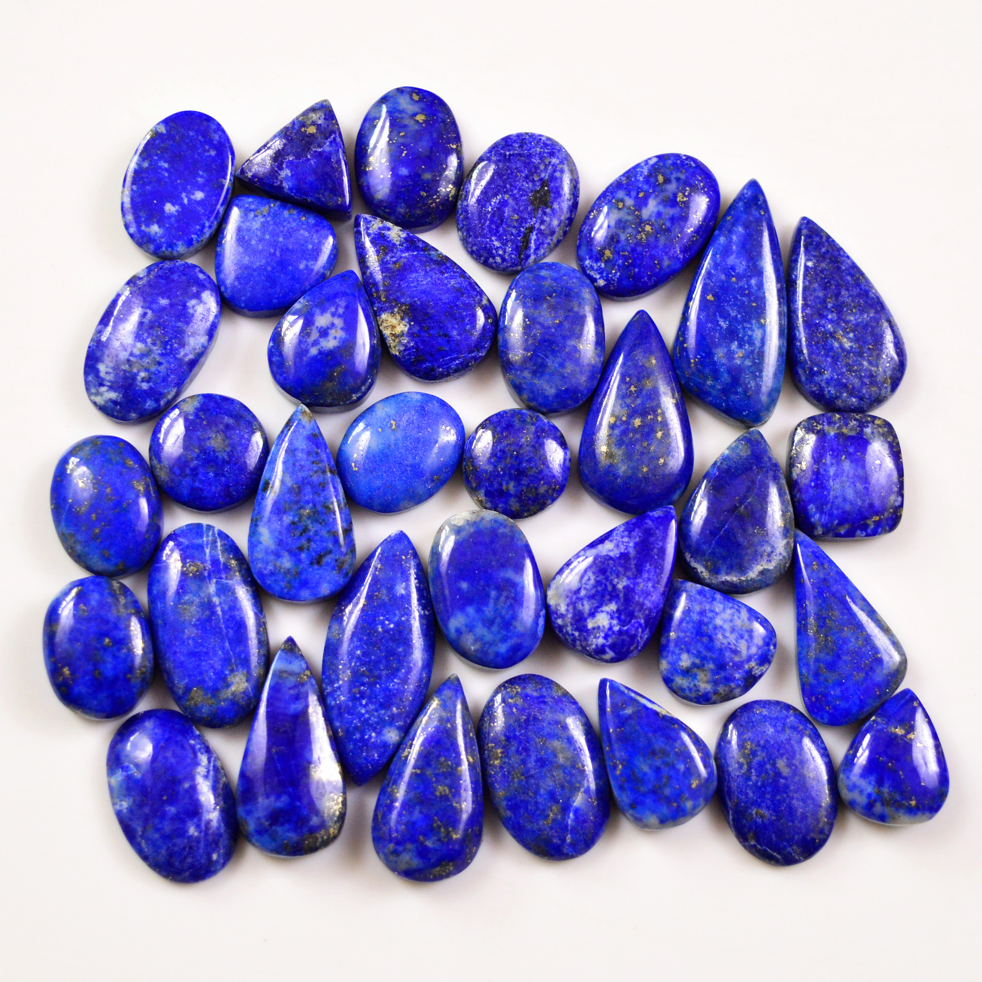 34 Pcs 223 Cts Natural Lapis Cabochons Gemstone Lot for jewellery making 23x10 10x10mm 19670