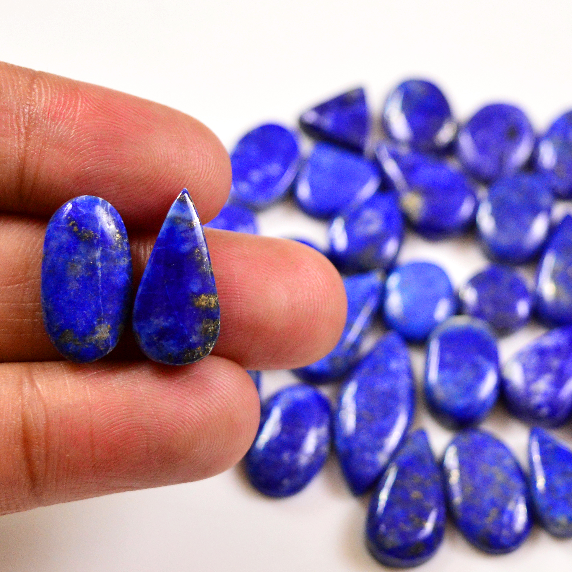 34 Pcs 223 Cts Natural Lapis Cabochons Gemstone Lot for jewellery making 23x10 10x10mm 19670
