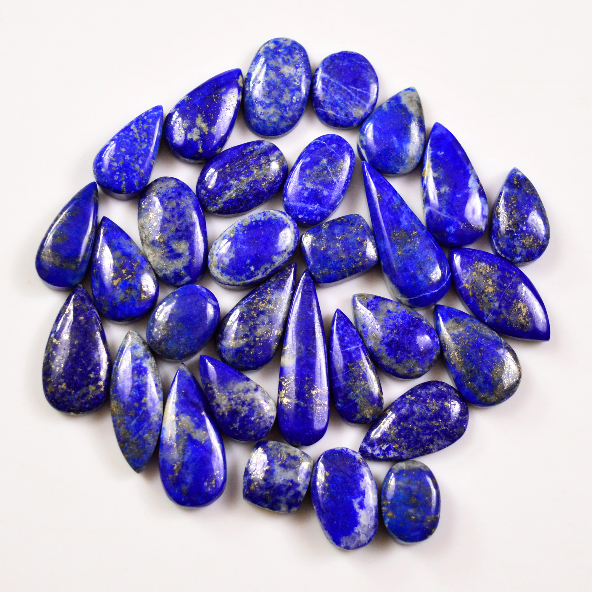 30 Pcs 189 Cts Natural Lapis Cabochons Gemstone Lot for jewellery making 25x7 10x7mm 19671