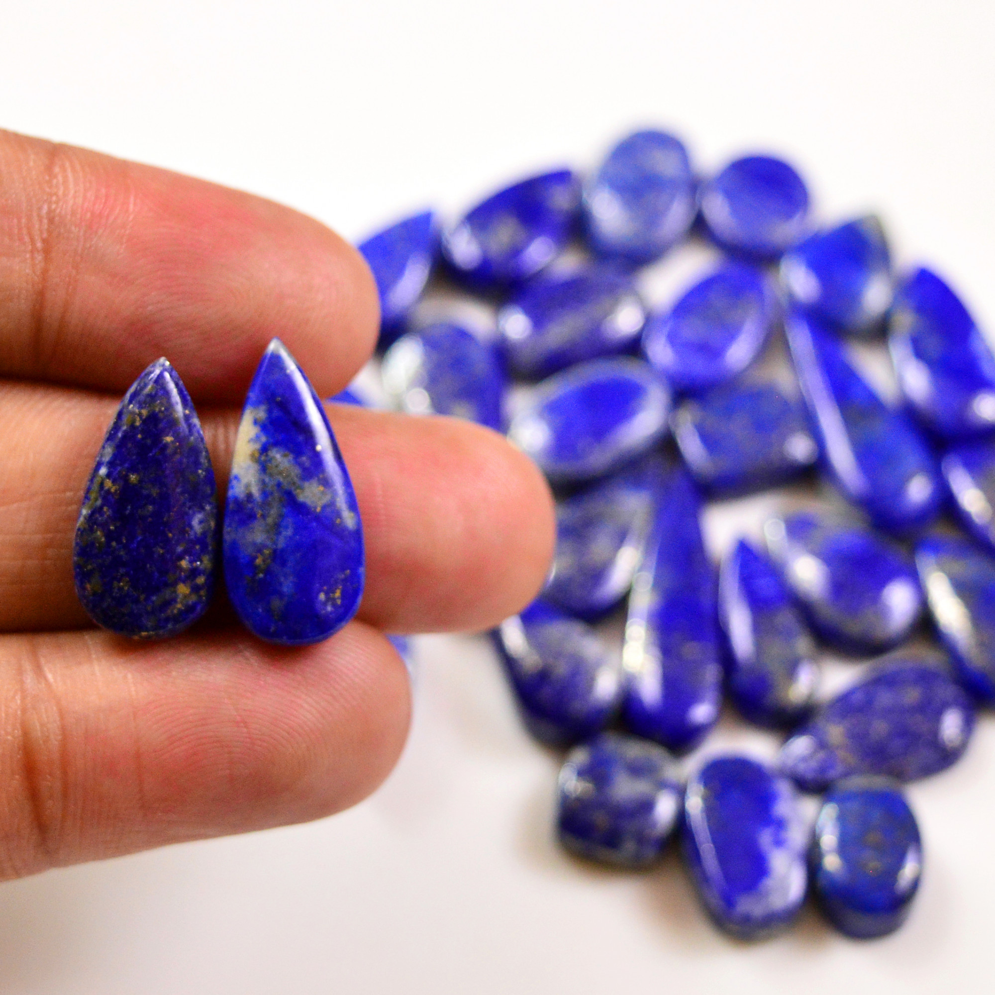 30 Pcs 189 Cts Natural Lapis Cabochons Gemstone Lot for jewellery making 25x7 10x7mm 19671