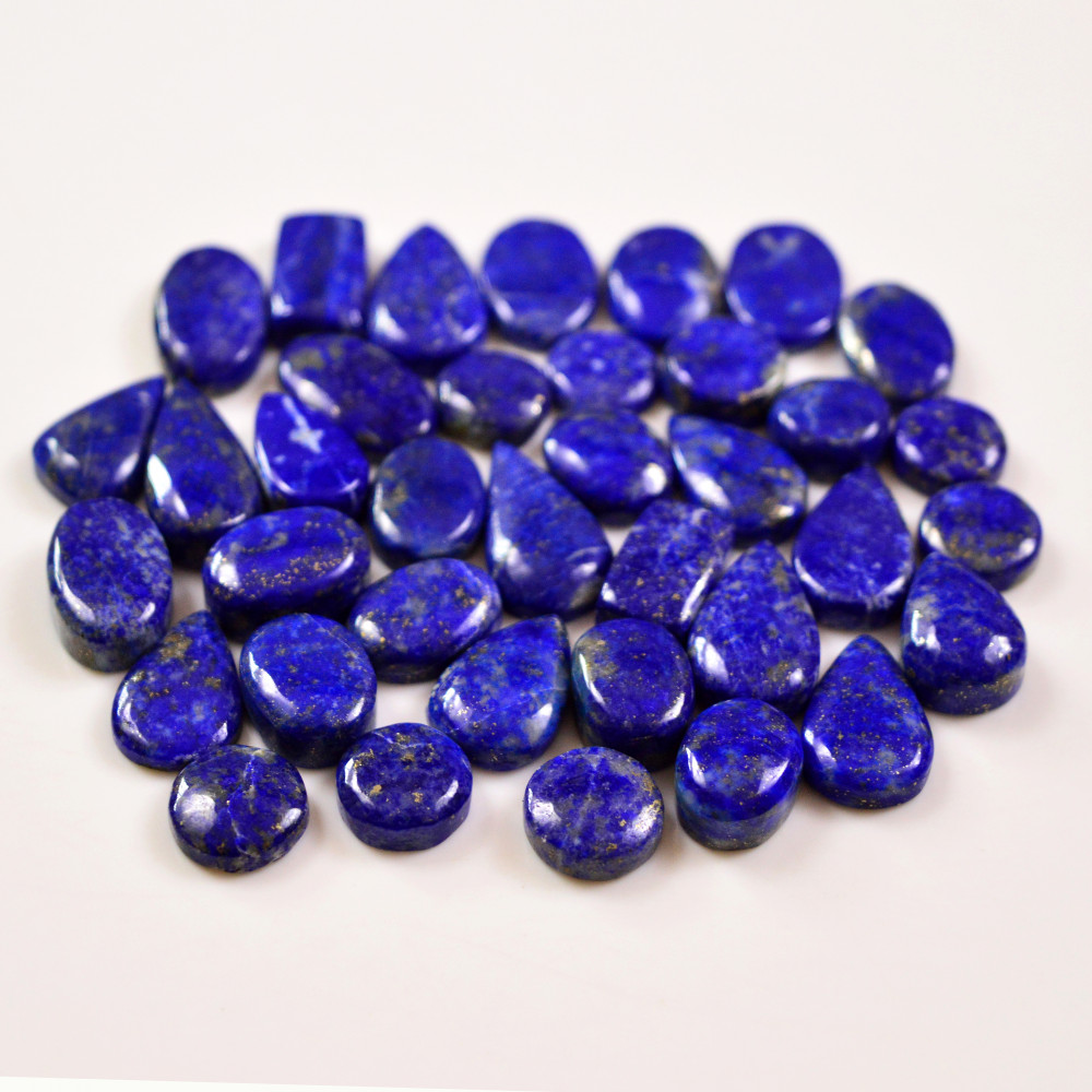 Image of 37 Pcs 230 Cts Natural Lapis Cabochons Gemstone Lot for jewellery making 18x11 10x10mm #19674