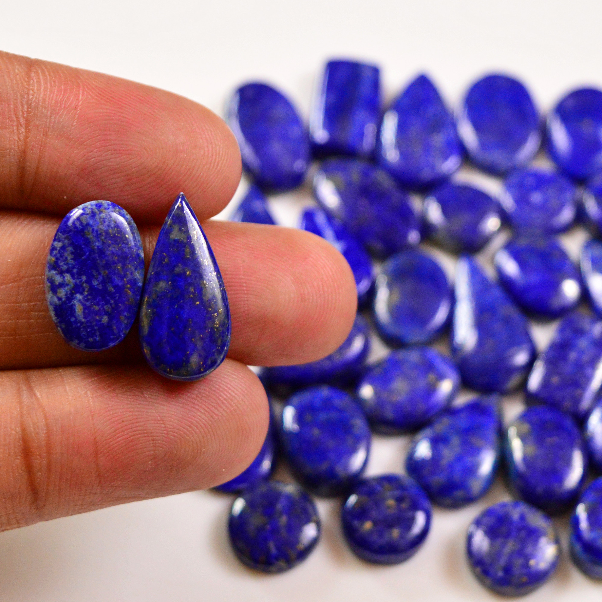 37 Pcs 230 Cts Natural Lapis Cabochons Gemstone Lot for jewellery making 18x11 10x10mm 19674