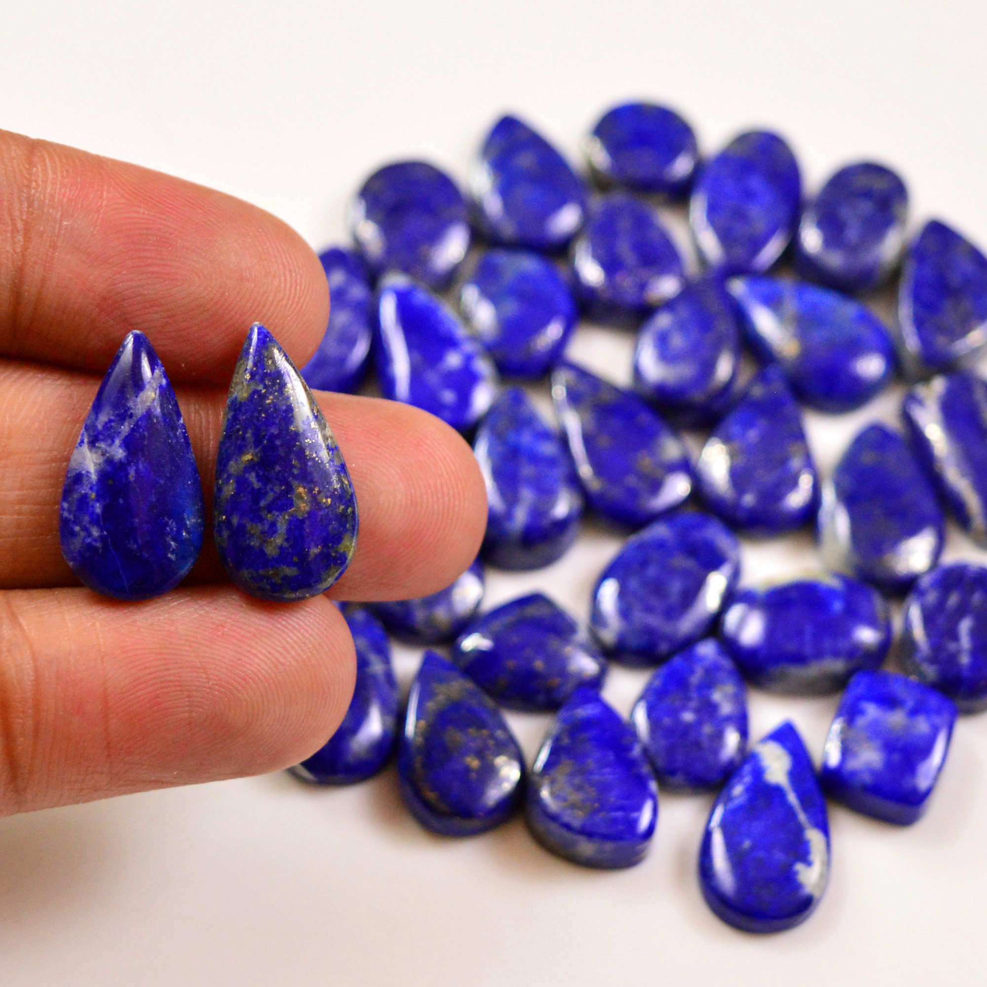 33 Pcs 212 Cts Natural Lapis Cabochons Gemstone Lot for jewellery making 20x10 10x10mm 19675