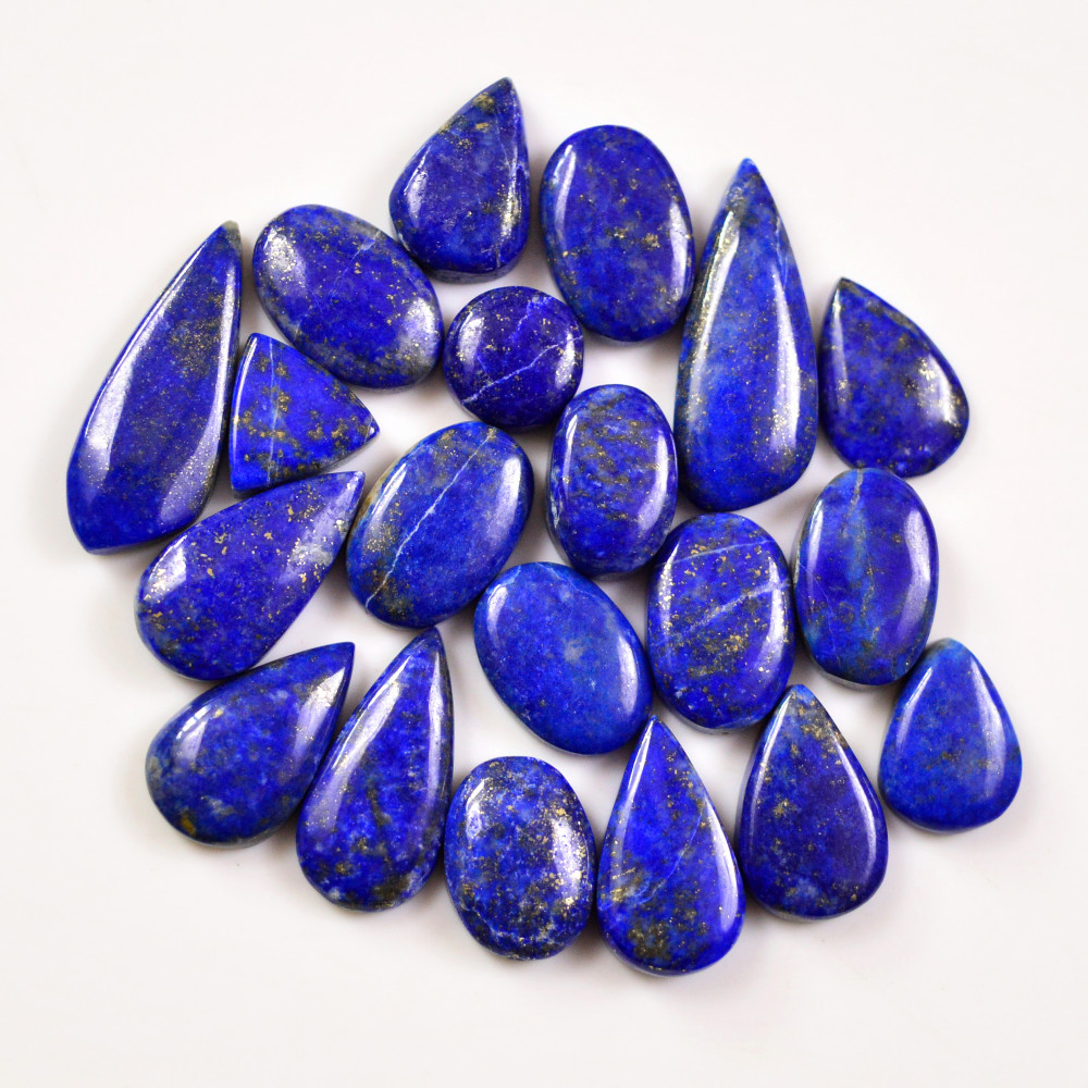 Image of 20 Pcs 132 Cts Natural Lapis Cabochons Gemstone Lot for jewellery making 25x10 10x10mm #19677
