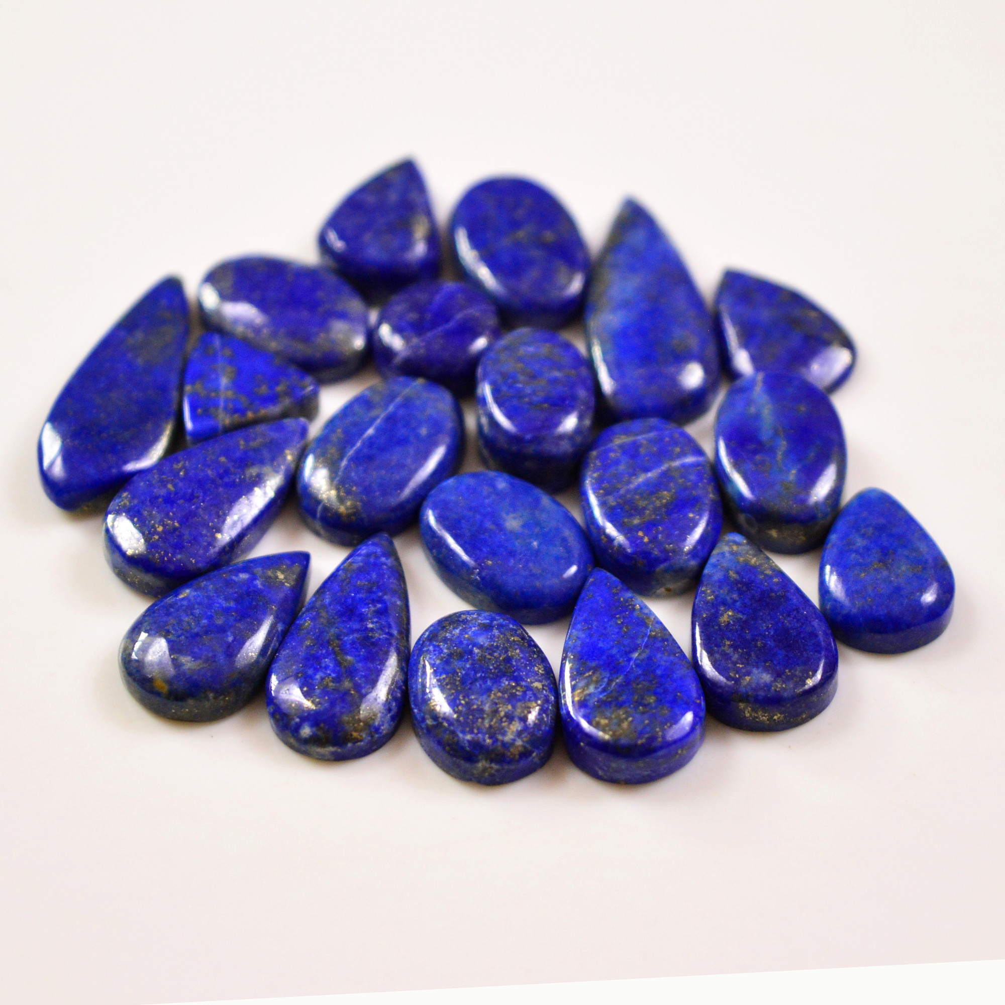 20 Pcs 132 Cts Natural Lapis Cabochons Gemstone Lot for jewellery making 25x10 10x10mm 19677