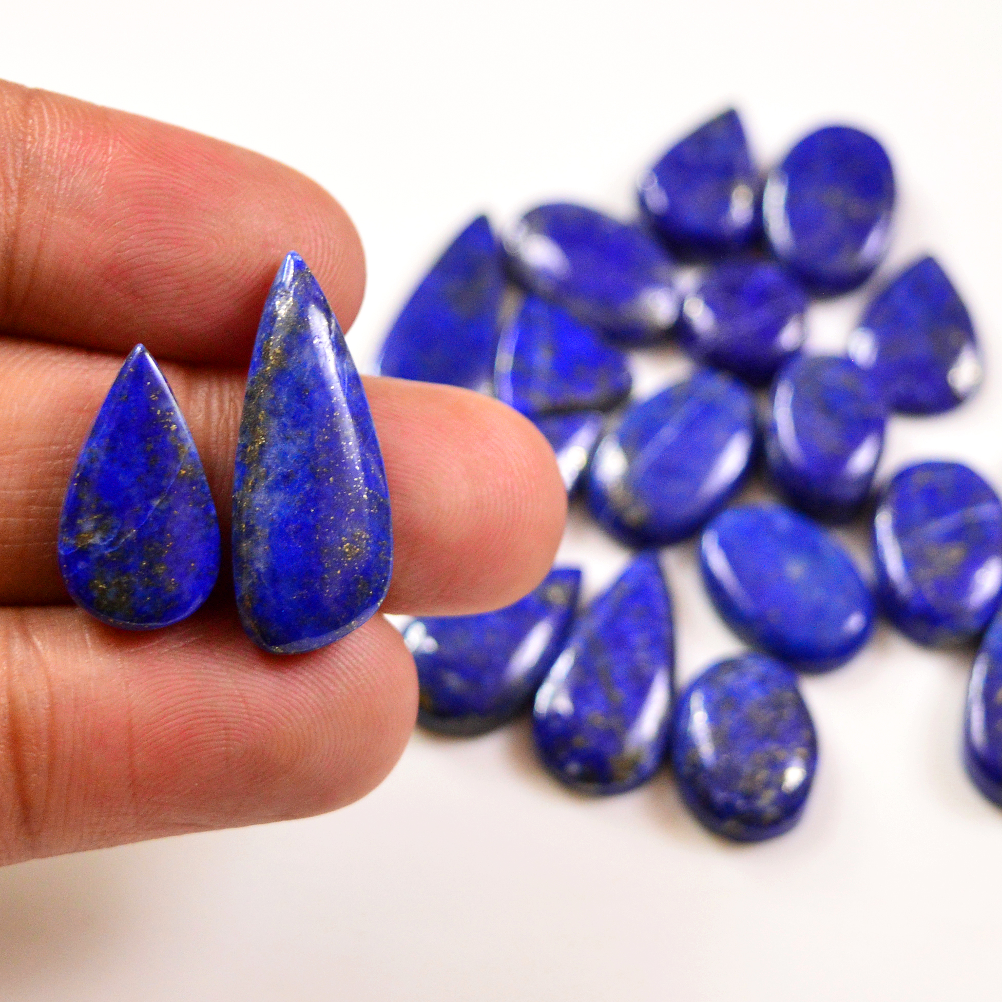 20 Pcs 132 Cts Natural Lapis Cabochons Gemstone Lot for jewellery making 25x10 10x10mm 19677